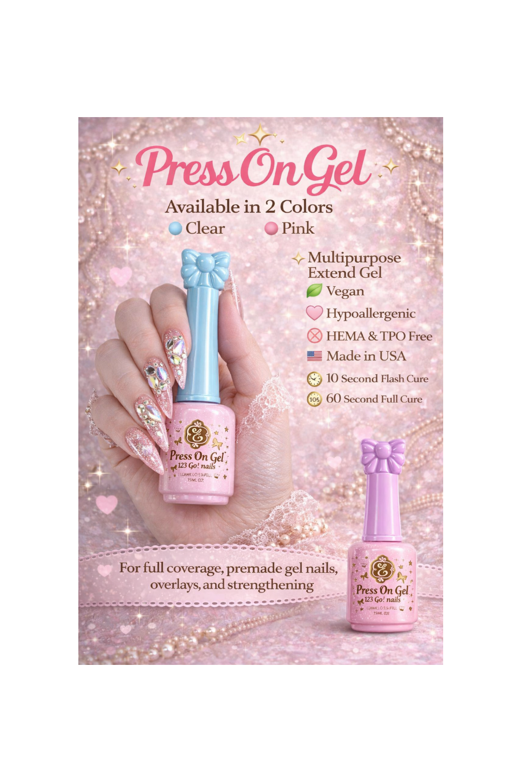 Press on Gel (123 Go! Nails) (Gel Soak Off/Soft Gel, Gel Tips