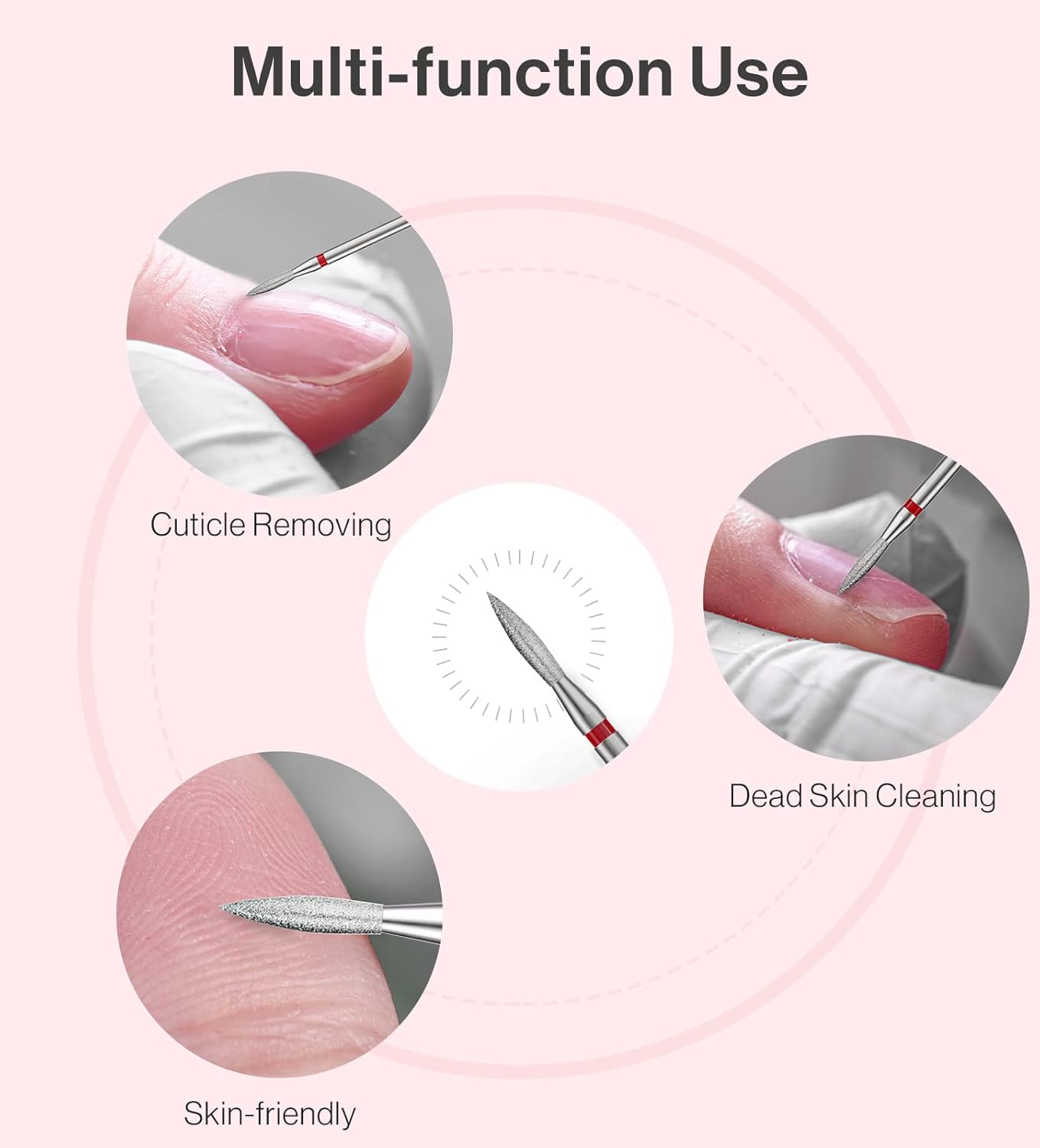 Diamond Flame Bit 10 Pack (2mm Flame Shape Cuticle Clean Nail Drill Bit 3/32'', Professional Safety Carbide Diamond Under Nail Cleaner for Cuticle Dead Skin Nail Prepare, Beginners Bits, Series Bit-S, Fine)