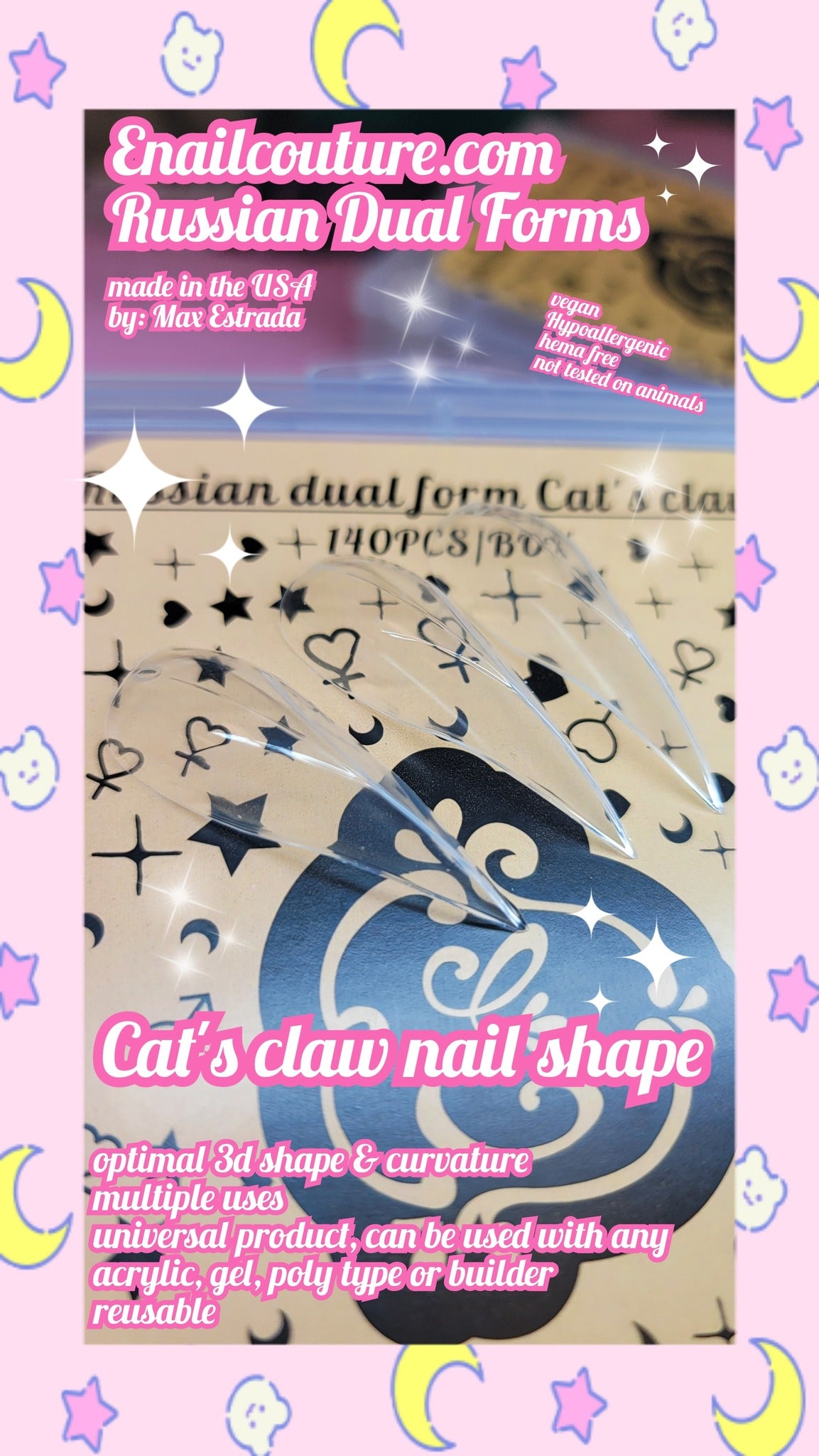 Russian Dual Forms!~ (Dual Nail Forms,Pointed Shape Extension Poly Nail Gel Nail Forms Full Cover Nail Molds 12 Sizes for Solid Nail Gel Glue Nail Art Design Salon)