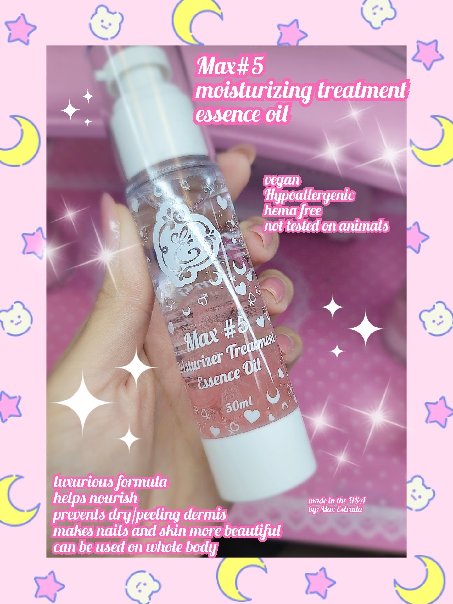 Max#5 Moisturizer Treatment Essence Oil (uticle Oil for Nails, Hydrating, Moisturizing, Scented Nail Oil Cuticle Care, Infused with Real Flowers, Made in USA)