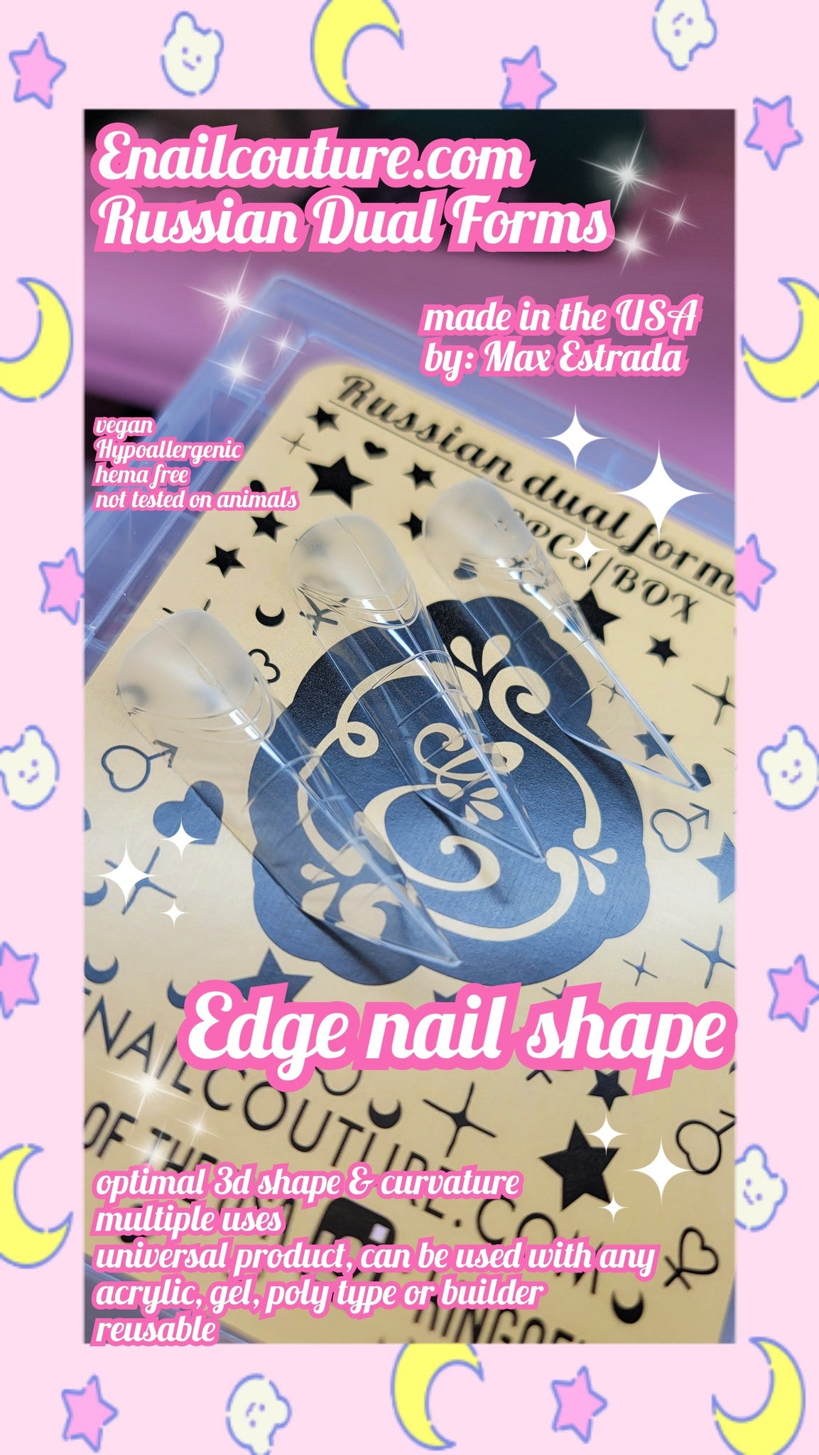 Russian Dual Forms!~ (Dual Nail Forms,Pointed Shape Extension Poly Nail Gel Nail Forms Full Cover Nail Molds 12 Sizes for Solid Nail Gel Glue Nail Art Design Salon)