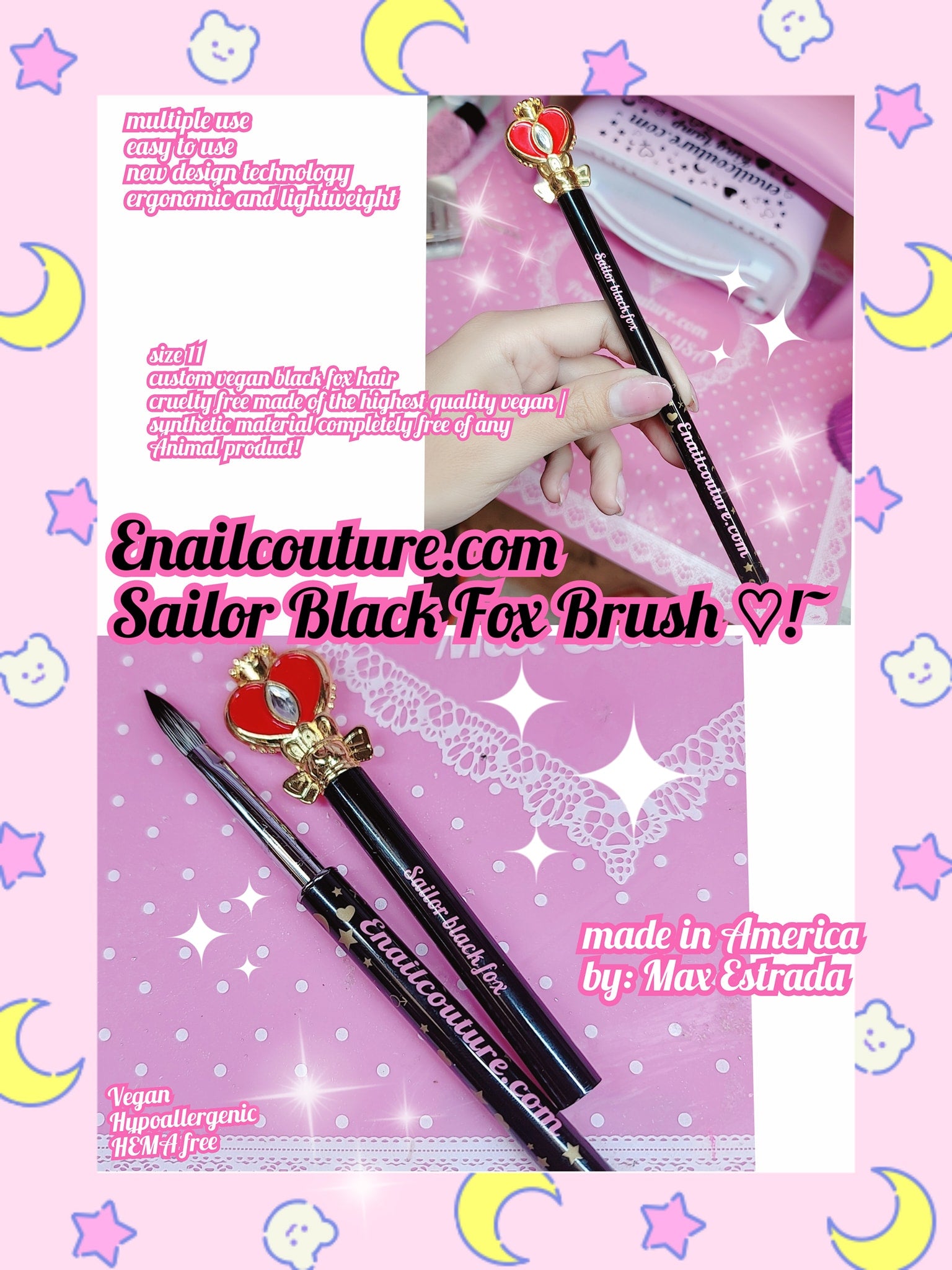 Sailor magic Brush series !~ (Nail Extension Gel Brush Acrylic Nail Brush Set 3D UV Gel Nail Art Brush Pen Set moon )