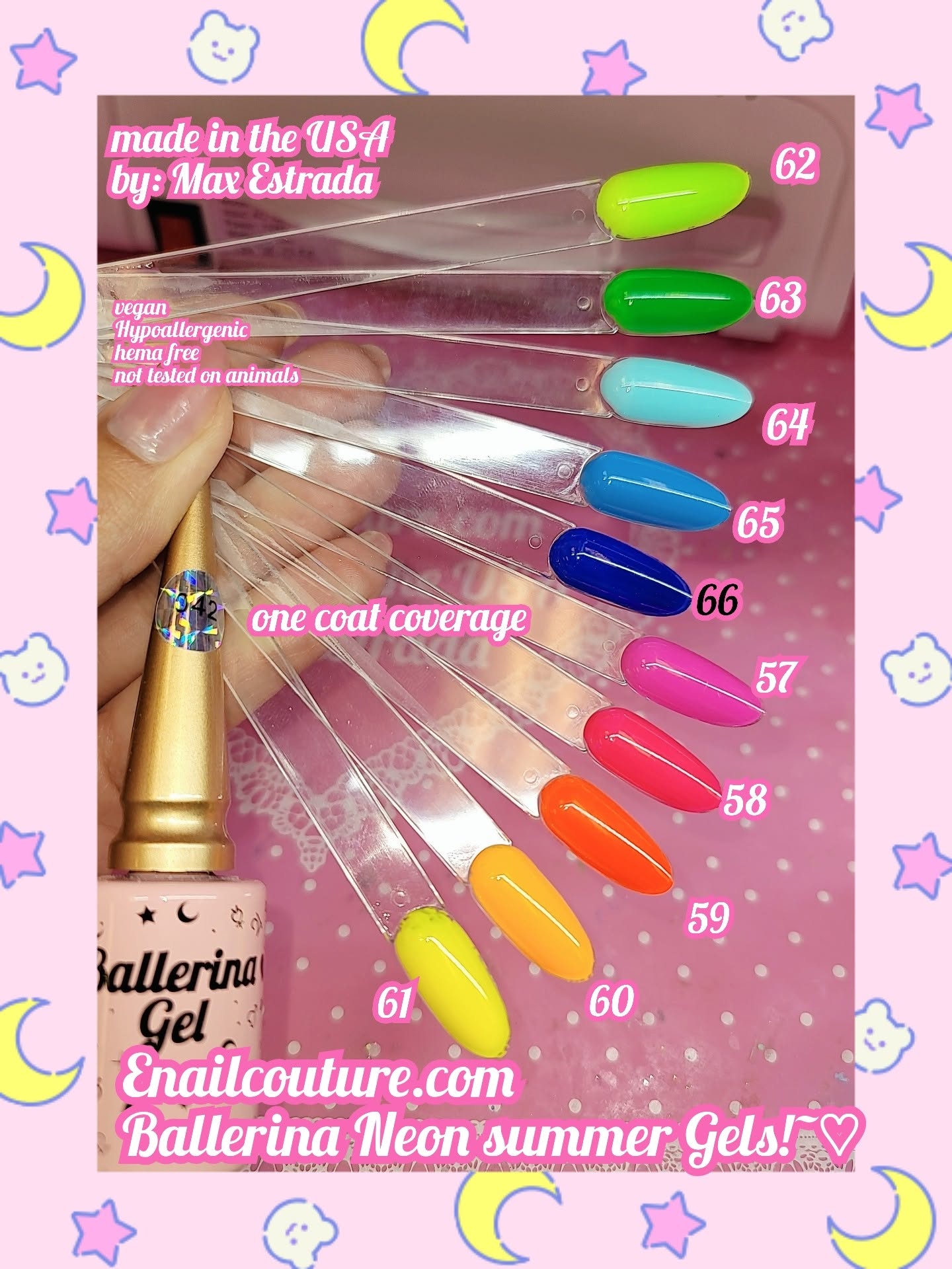 Ballerina Neon Summer Gels !~ (Gel Nail Polish Neon Gel Nail Polish Set Fluorescent Gel polish Orange Hot Pink Blue Yellow Green Purple Vibrant Soak Off U V LED Gel Nail Polish Nail Art)