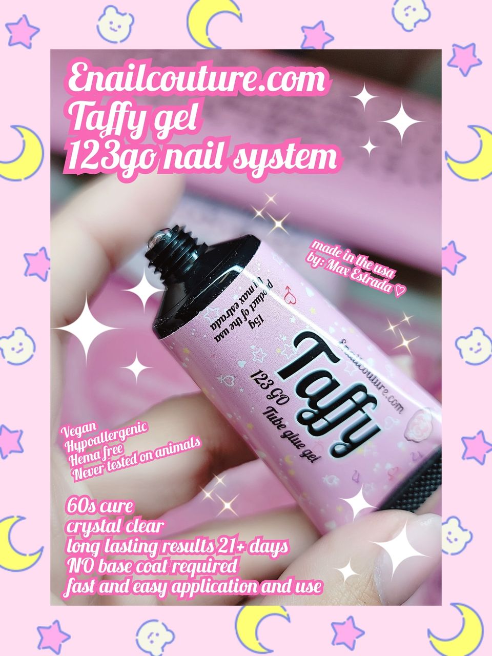 Taffy Gel ! 123go glue gel  (Soft Gel Nail Tips Glue Solid State Soak Off Super Strong Glue for Acrylic Nails Curing Needed for Nails Extension Press On Nails 15g)
