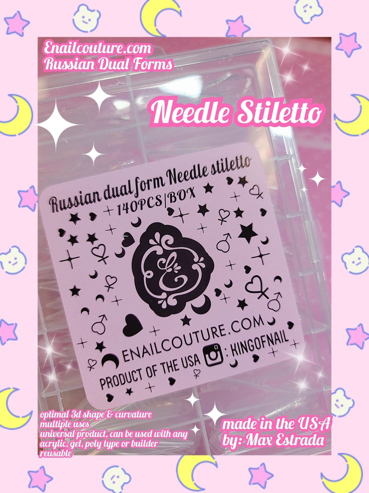 Needle Stiletto Russian Dual Forms!~ (Dual Nail Forms,Pointed Shape Extension Poly Nail Gel Nail Forms Full Cover Nail Molds 12 Sizes for Solid Nail Gel Glue Nail Art Design Salon)