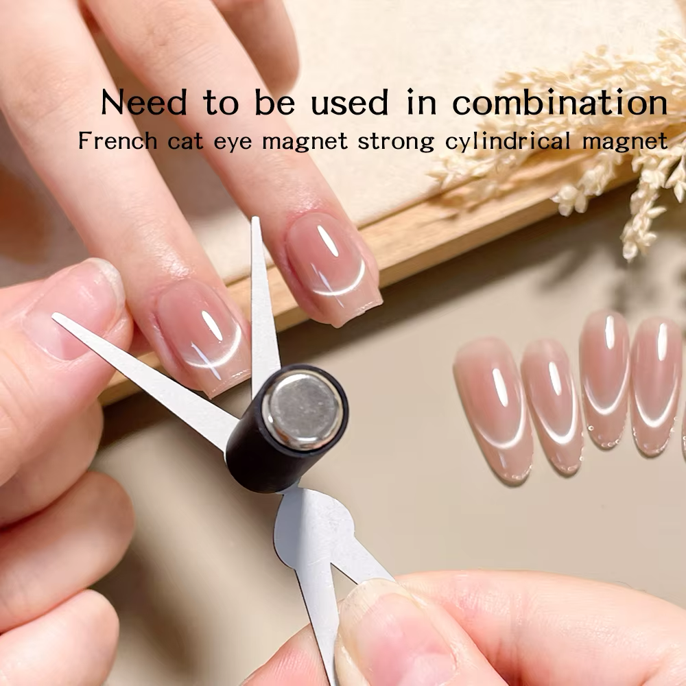 Smile Line French Magnet (Professional Dual Ended French Cat Eye Magnet Nail Art Tool For Diy Gel Polish To Create V Shape Crescent Line Manicure)