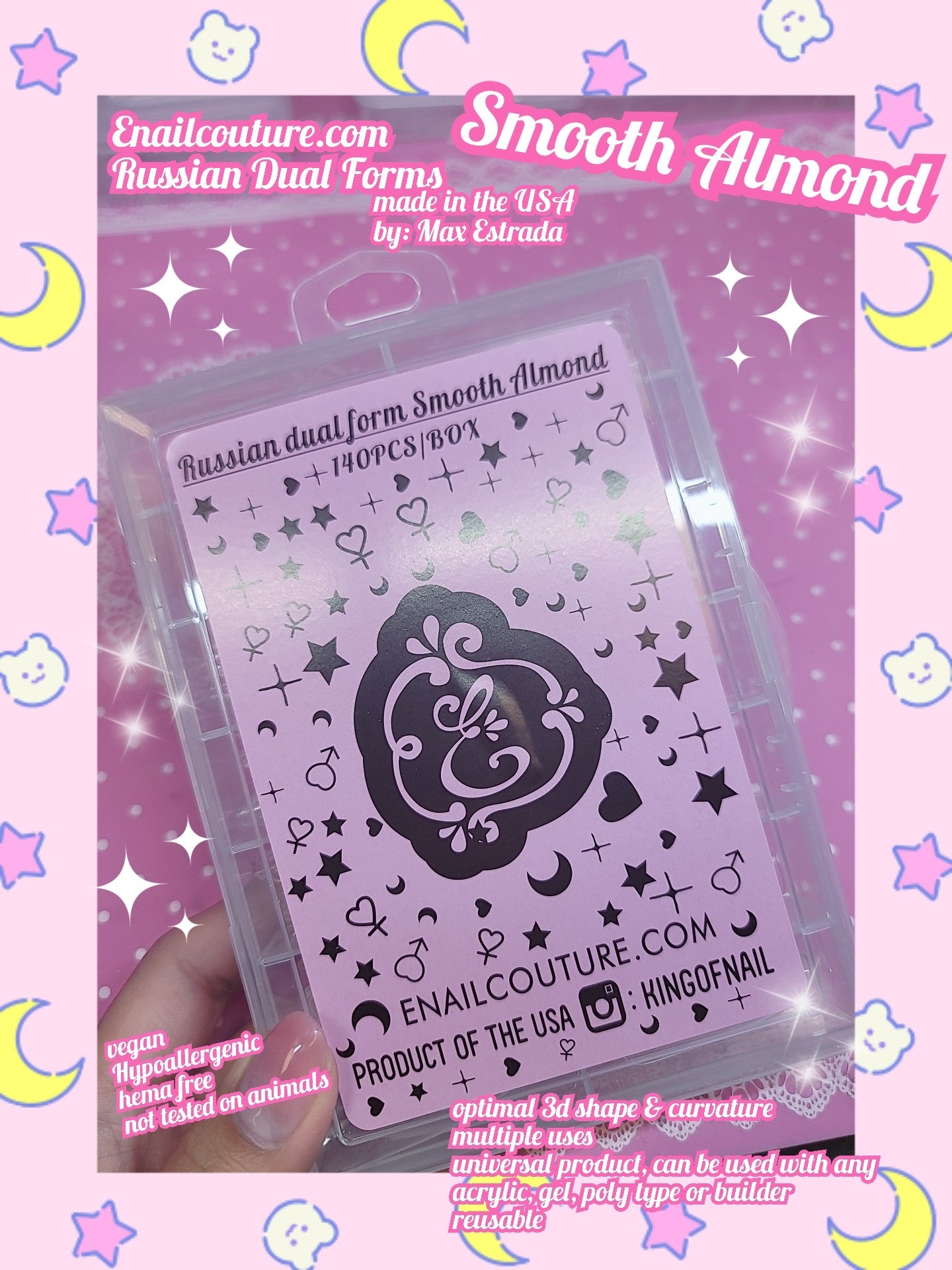 Smooth Almond Russian Dual Forms!~ (Dual Nail Forms,Pointed Shape Extension Poly Nail Gel Nail Forms Full Cover Nail Molds 12 Sizes for Solid Nail Gel Glue Nail Art Design Salon)