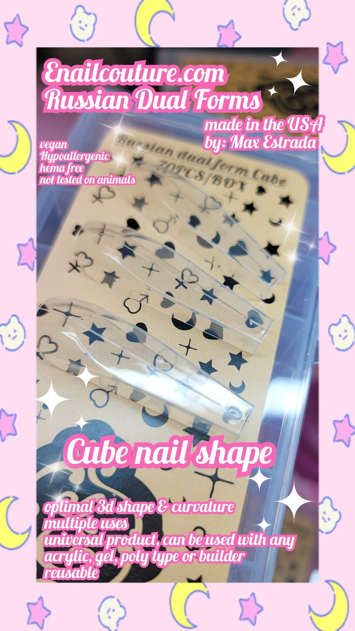 Russian Dual Forms!~ (Dual Nail Forms,Pointed Shape Extension Poly Nail Gel Nail Forms Full Cover Nail Molds 12 Sizes for Solid Nail Gel Glue Nail Art Design Salon)