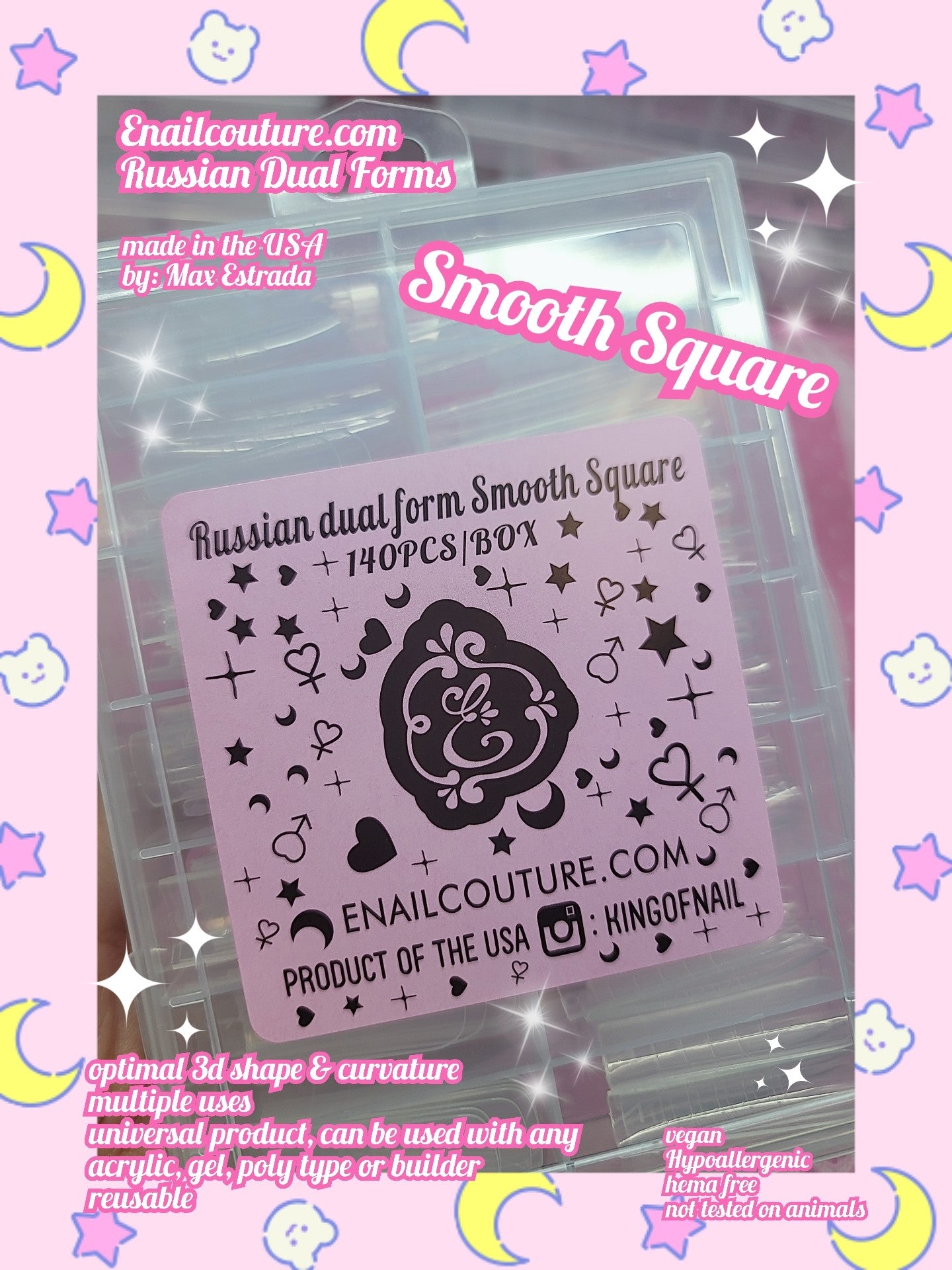 Smooth Square Russian Dual Forms!~ (Dual Nail Forms,Pointed Shape Extension Poly Nail Gel Nail Forms Full Cover Nail Molds 12 Sizes for Solid Nail Gel Glue Nail Art Design Salon)