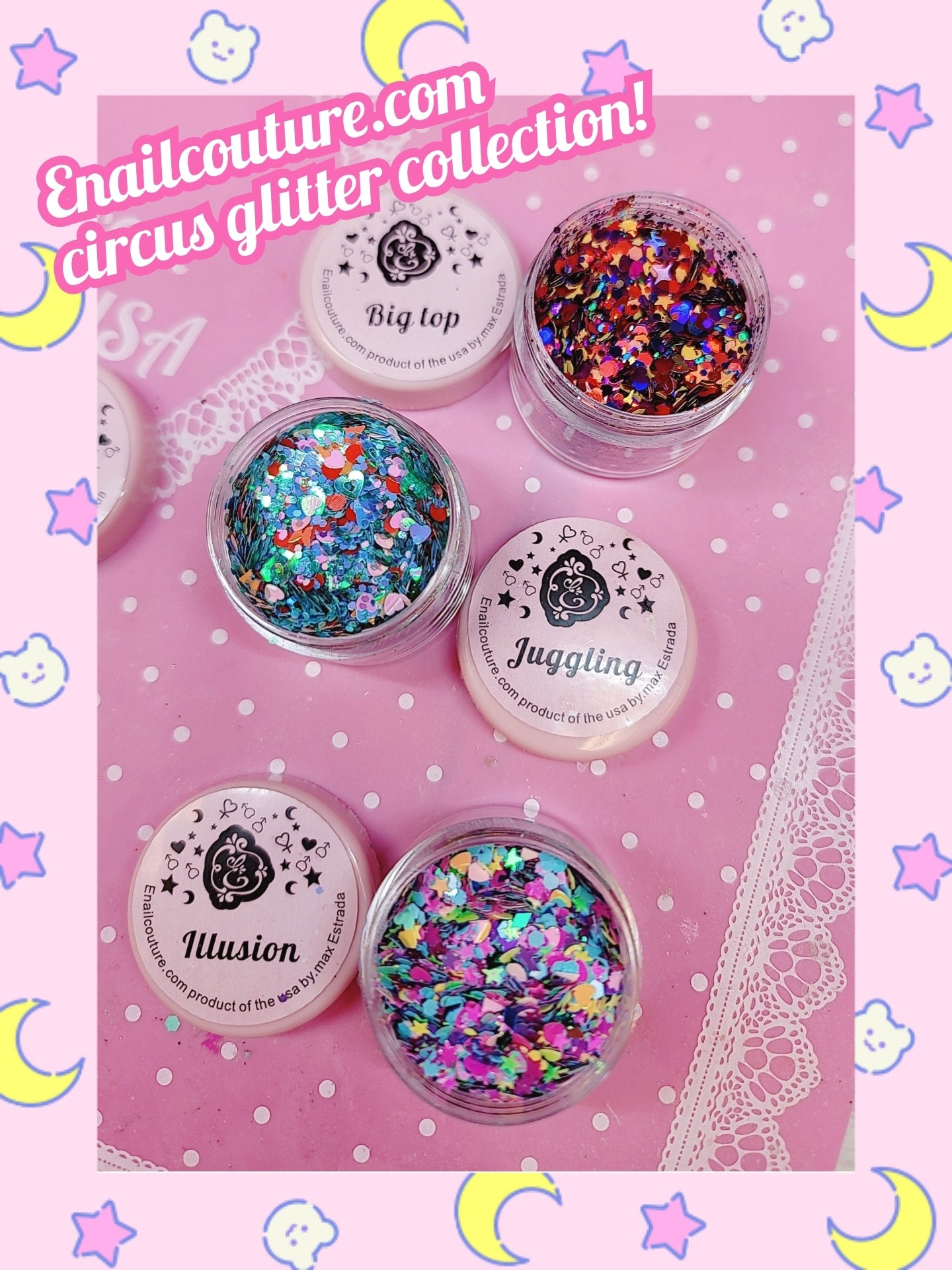 Circus Glitter Series (Holographic Nail Art Glitters Shinning Sugar Effect Nail Powders Laser Candy Color Nail Art Supplies Flakes Dipping Dust Colorful Nail Decor Glitter Sequins Designs Manicure Tips Accessories )