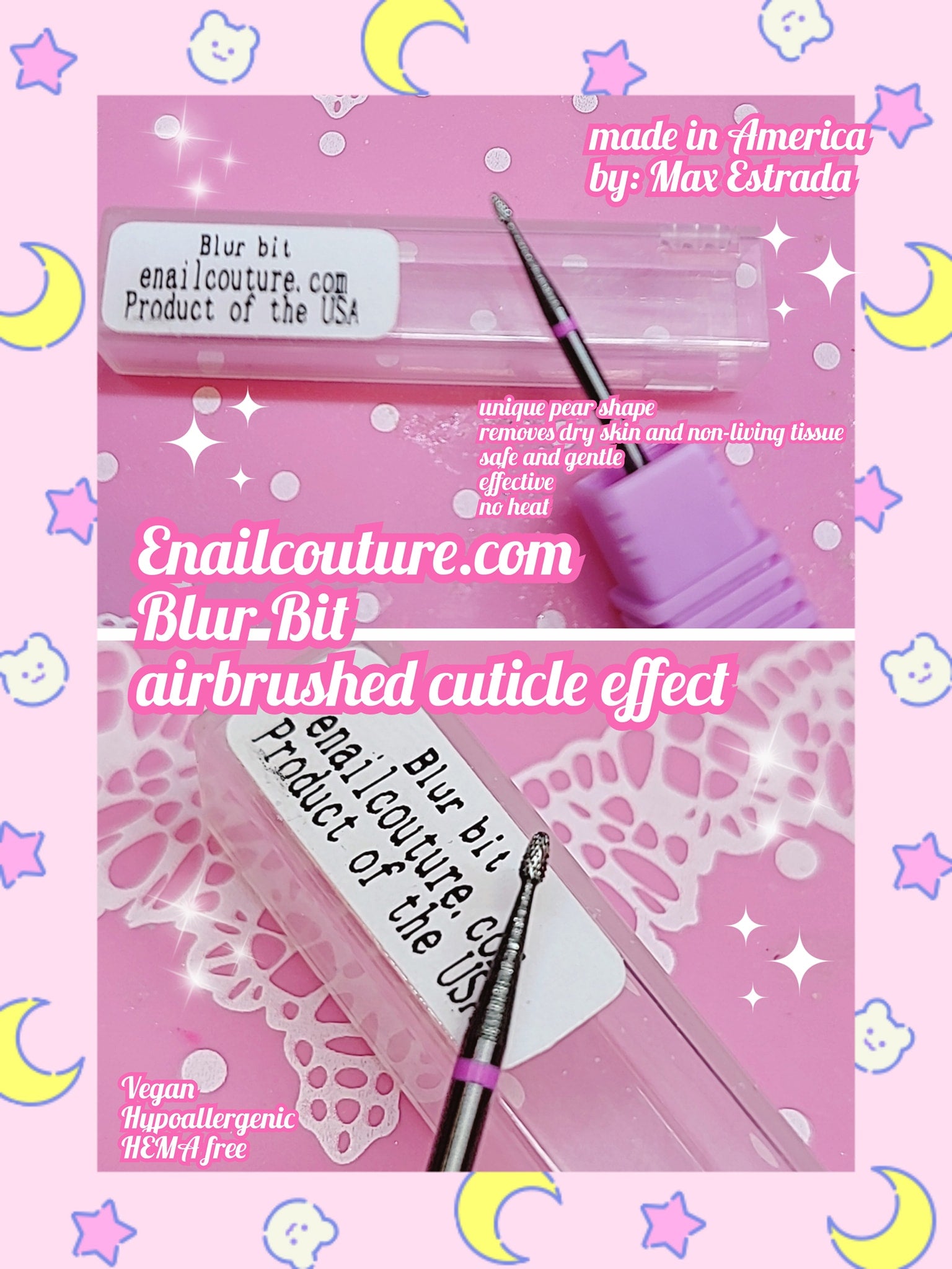 Blur Bit (Cuticle Clean Nail Drill Bit 3/32'', Professional Safety Carbide Under Nail Cleaner Nail Bit for Cuticle Dead Skin Nail Prepare, Two Way Rotate, Manicure Nail Salon Supply, Pear Shape)