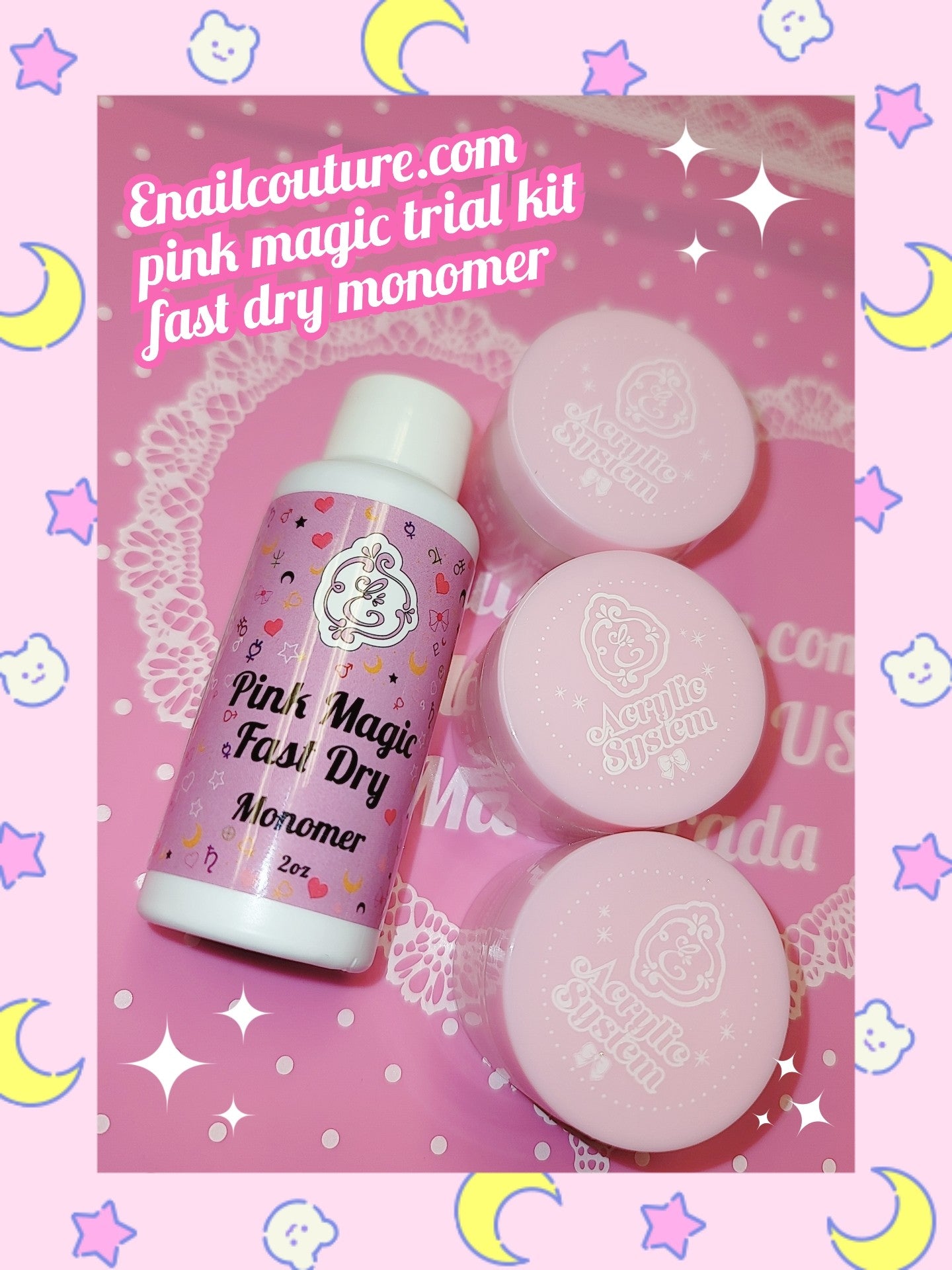 Pink Magic Trial Kit (Acrylic Nail Kit Acrylic Powder and Professional Liquid Monomer Set)