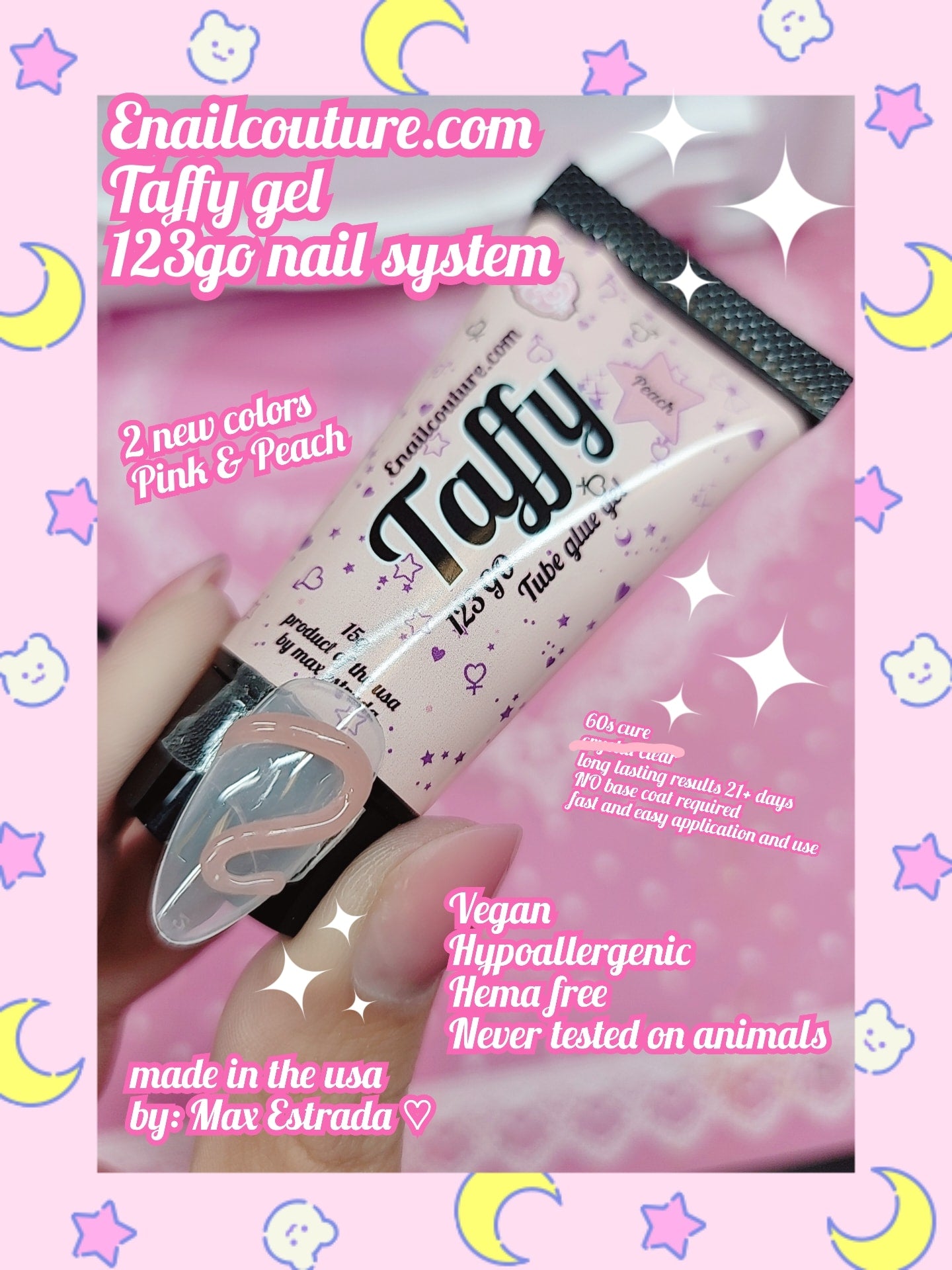 Taffy Gel ! 123go glue gel  (Soft Gel Nail Tips Glue Solid State Soak Off Super Strong Glue for Acrylic Nails Curing Needed for Nails Extension Press On Nails 15g)