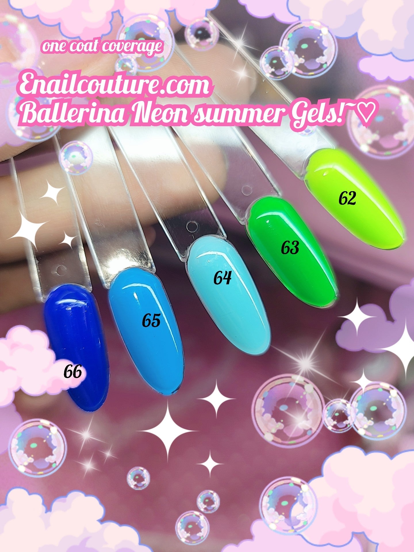 Ballerina Neon Summer Gels !~ (Gel Nail Polish Neon Gel Nail Polish Set Fluorescent Gel polish Orange Hot Pink Blue Yellow Green Purple Vibrant Soak Off U V LED Gel Nail Polish Nail Art)