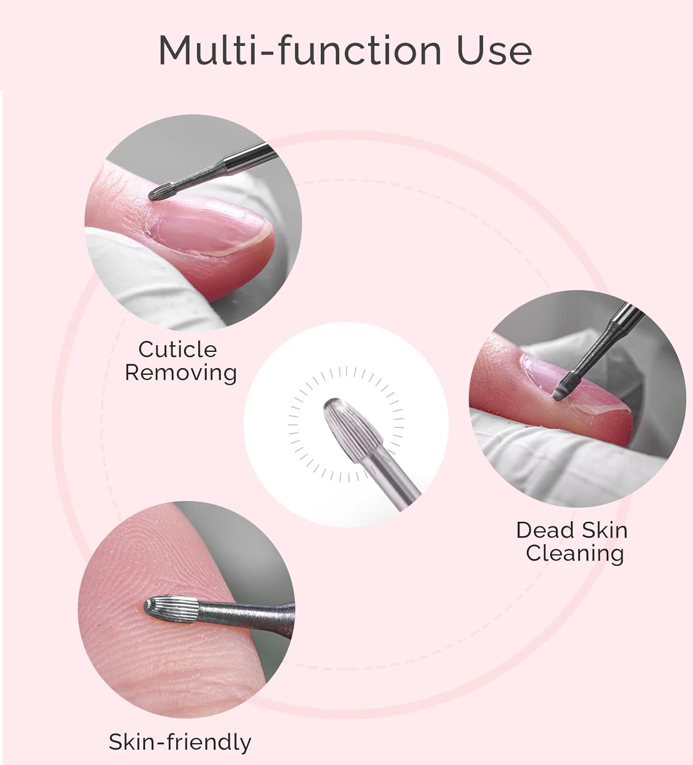 Sensitive C Bit (Cuticle Clean Nail Drill Bit 3/32'', Professional Safety Carbide Under Nail Cleaner Nail Bit for Cuticle Dead Skin Nail Prepare, Two Way Rotate, Manicure Nail Salon Supply)