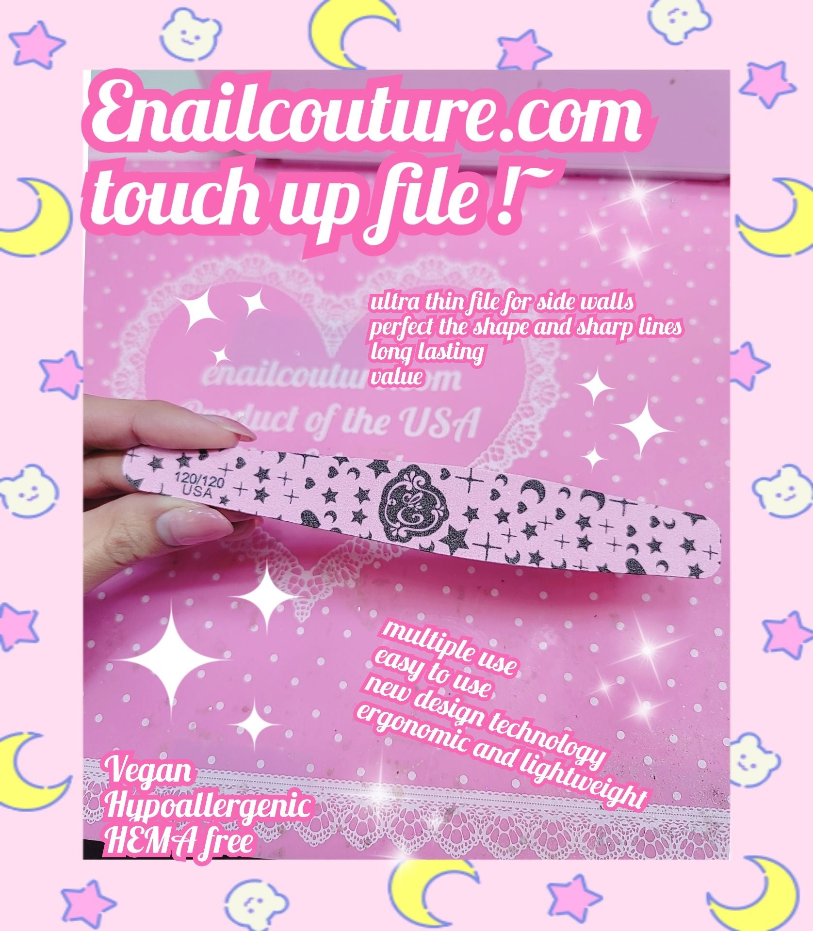 Touch Up Files  #120/120 (Emery Boards for Nails Grit Nail Files for Natural Nails Double Sided Emory Fingernail Files Professional Reusable)
