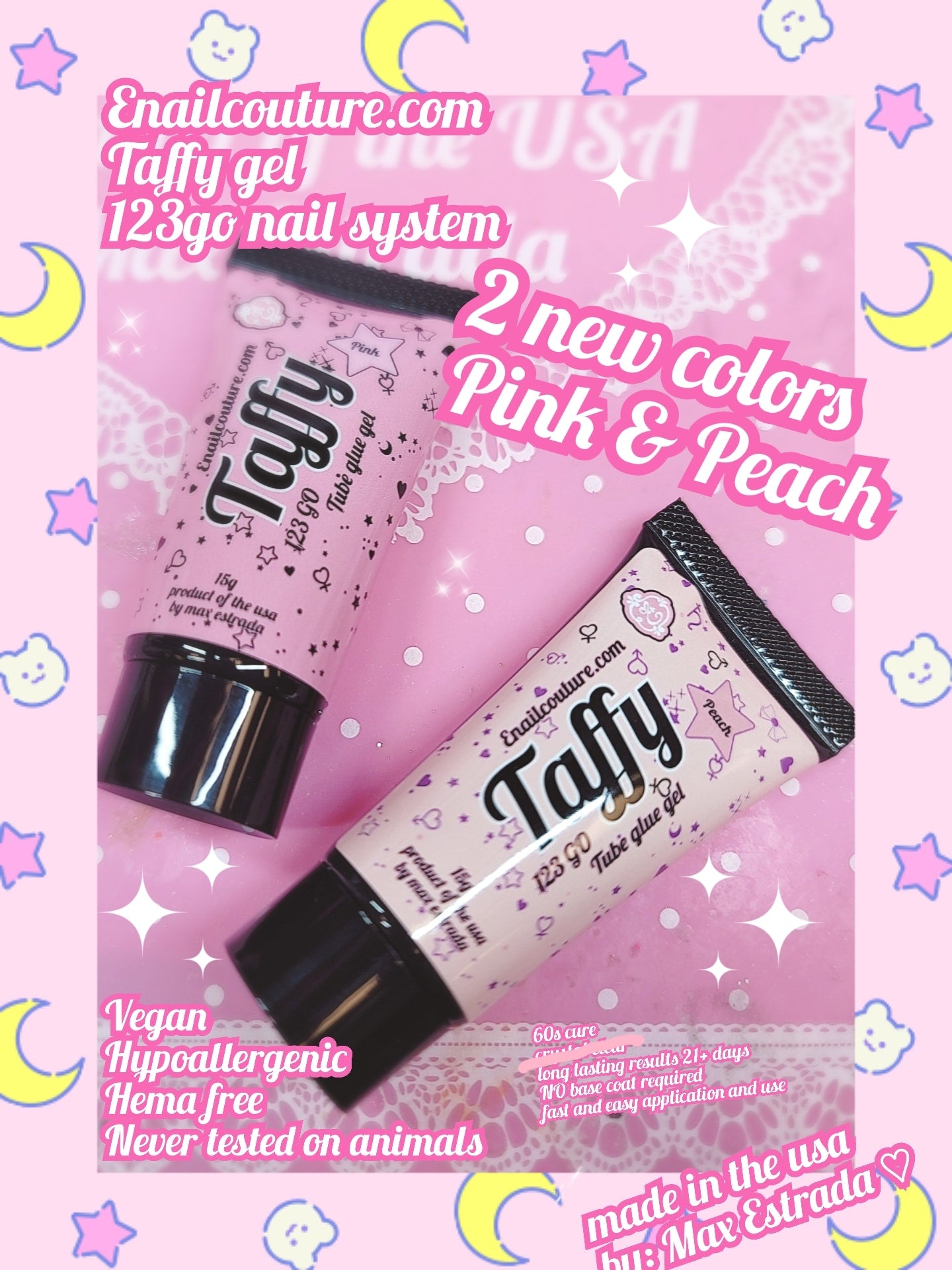 Taffy Gel ! 123go glue gel  (Soft Gel Nail Tips Glue Solid State Soak Off Super Strong Glue for Acrylic Nails Curing Needed for Nails Extension Press On Nails 15g)