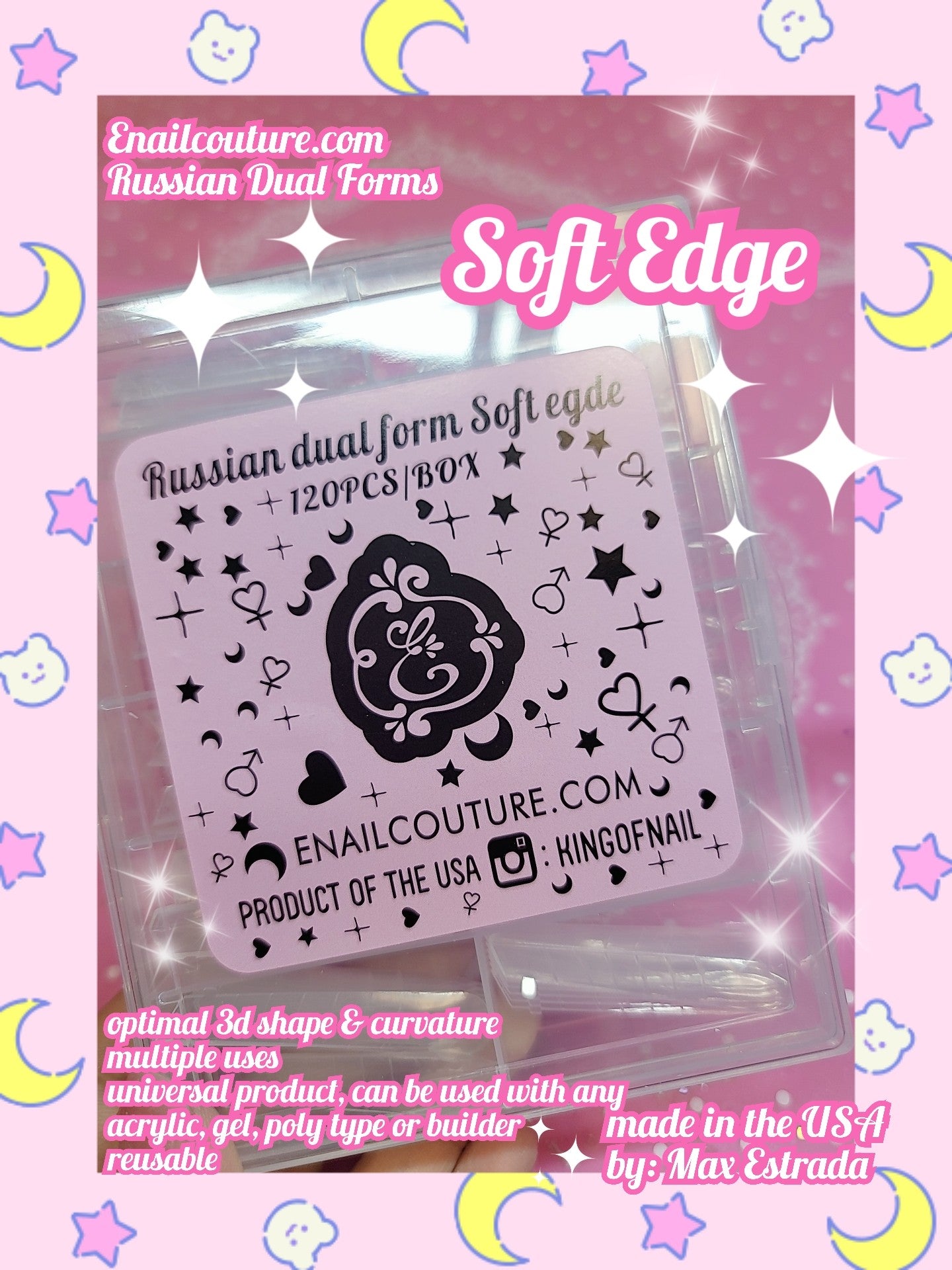 Soft Edge Russian Dual Forms!~ (Dual Nail Forms,Pointed Shape Extension Poly Nail Gel Nail Forms Full Cover Nail Molds 12 Sizes for Solid Nail Gel Glue Nail Art Design Salon)
