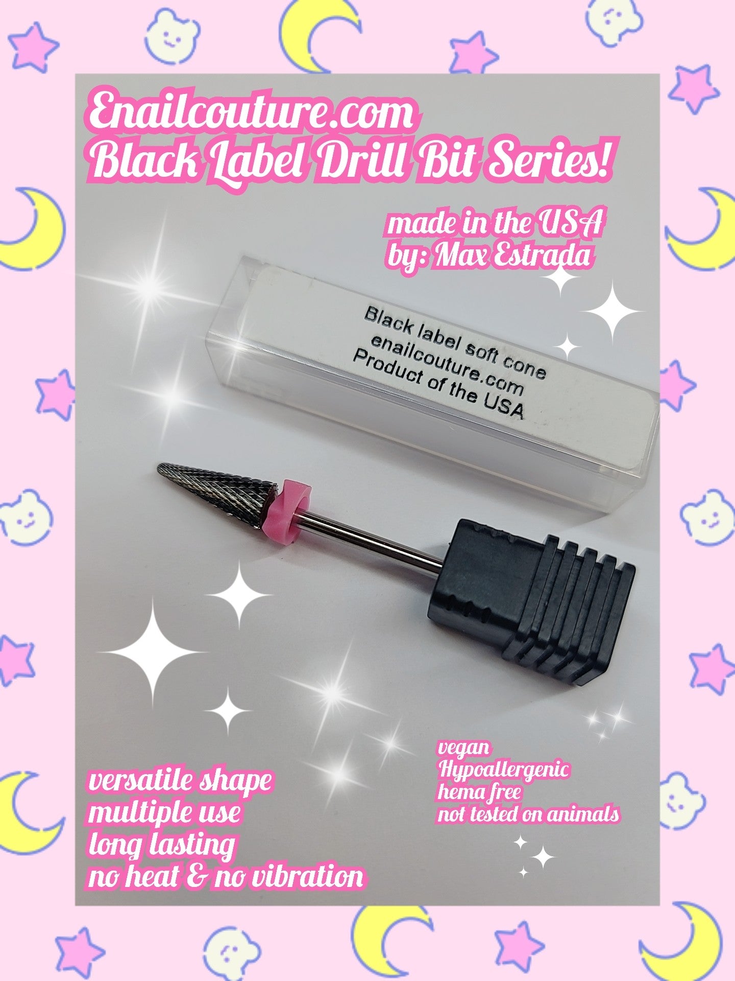 Soft Cone Black Label Drill Bits (Nail Drill Bit Grinding Heads Carbide Machine Accessories for Manicure Remove Acrylic or Hard Gel Polygel, 3/32 Inch Professional Bits for Nail Cutter)