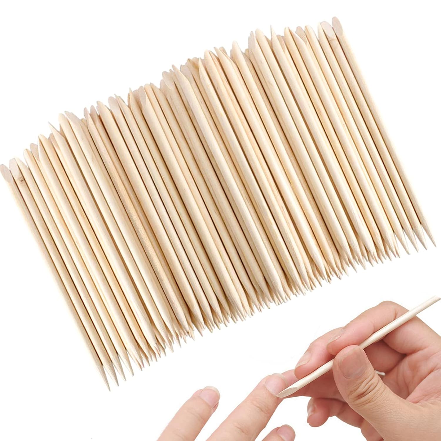 orange wood sticks! (Sticks for Nails, Orange Wood Nail Sticks Double Sided Multi Functional Cuticle Pusher Remover Manicure Pedicure Tool 100PCS)
