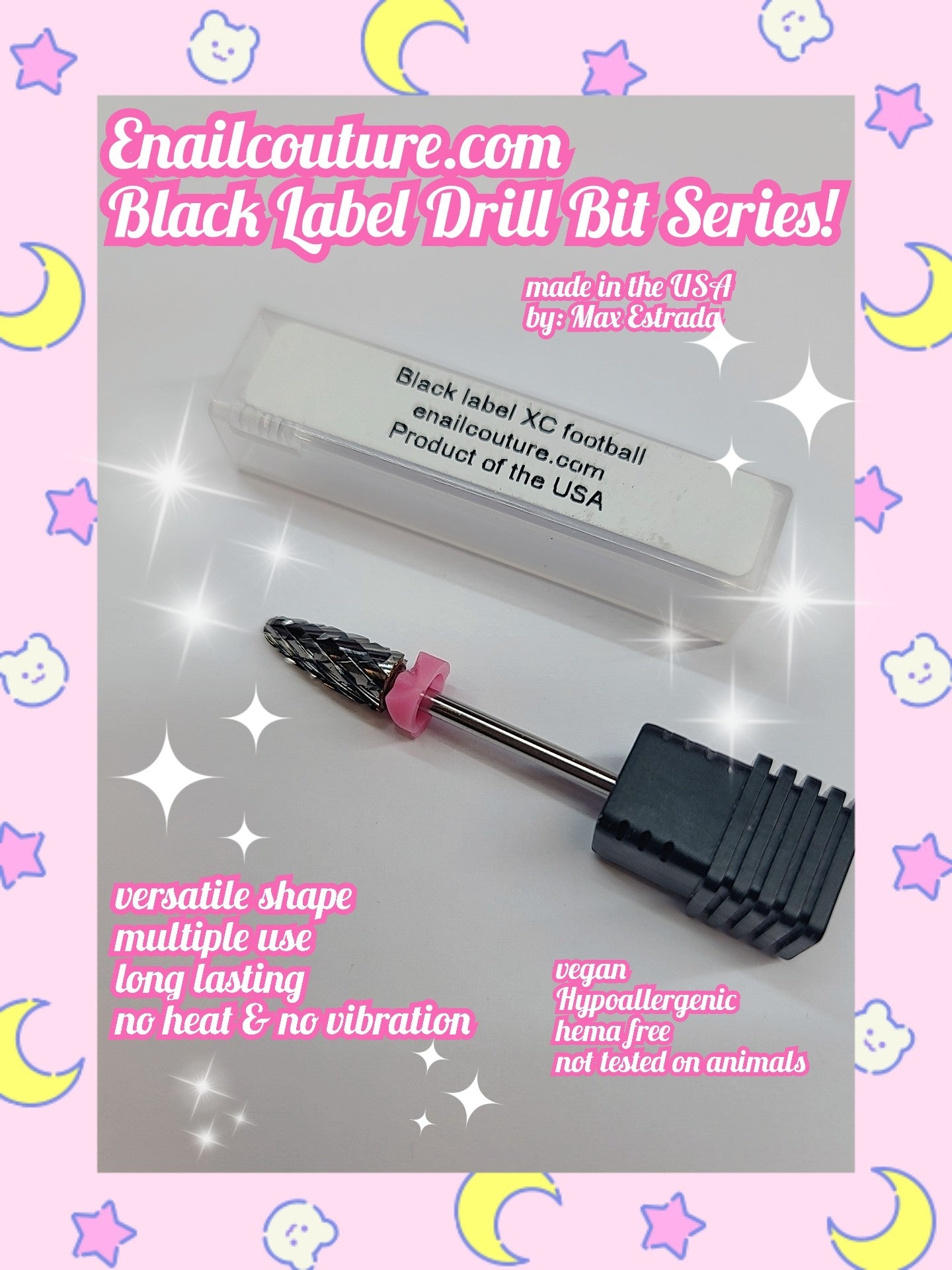 XC Football Black Label Drill Bits (Nail Drill Bit Grinding Heads Carbide Machine Accessories for Manicure Remove Acrylic or Hard Gel Polygel, 3/32 Inch Professional Bits for Nail Cutter)