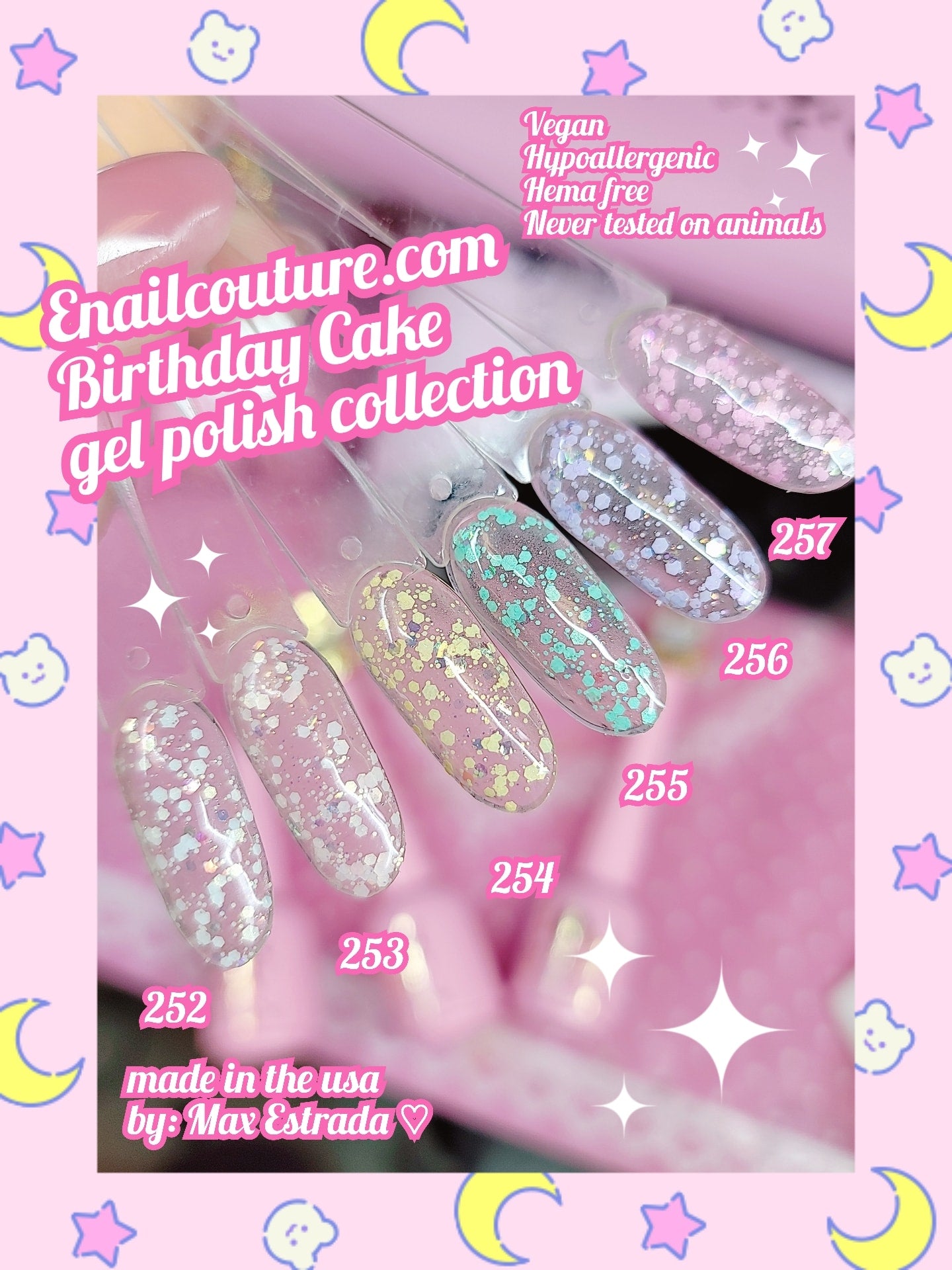 Birthday Cake gel polish! (Glitter Sequins Gel Nail Polish Sparkly Shiny Pink Yellow Blue Green Gel Nail Polish Set Soak Off U V Nail Gel Nail Art Manicure )