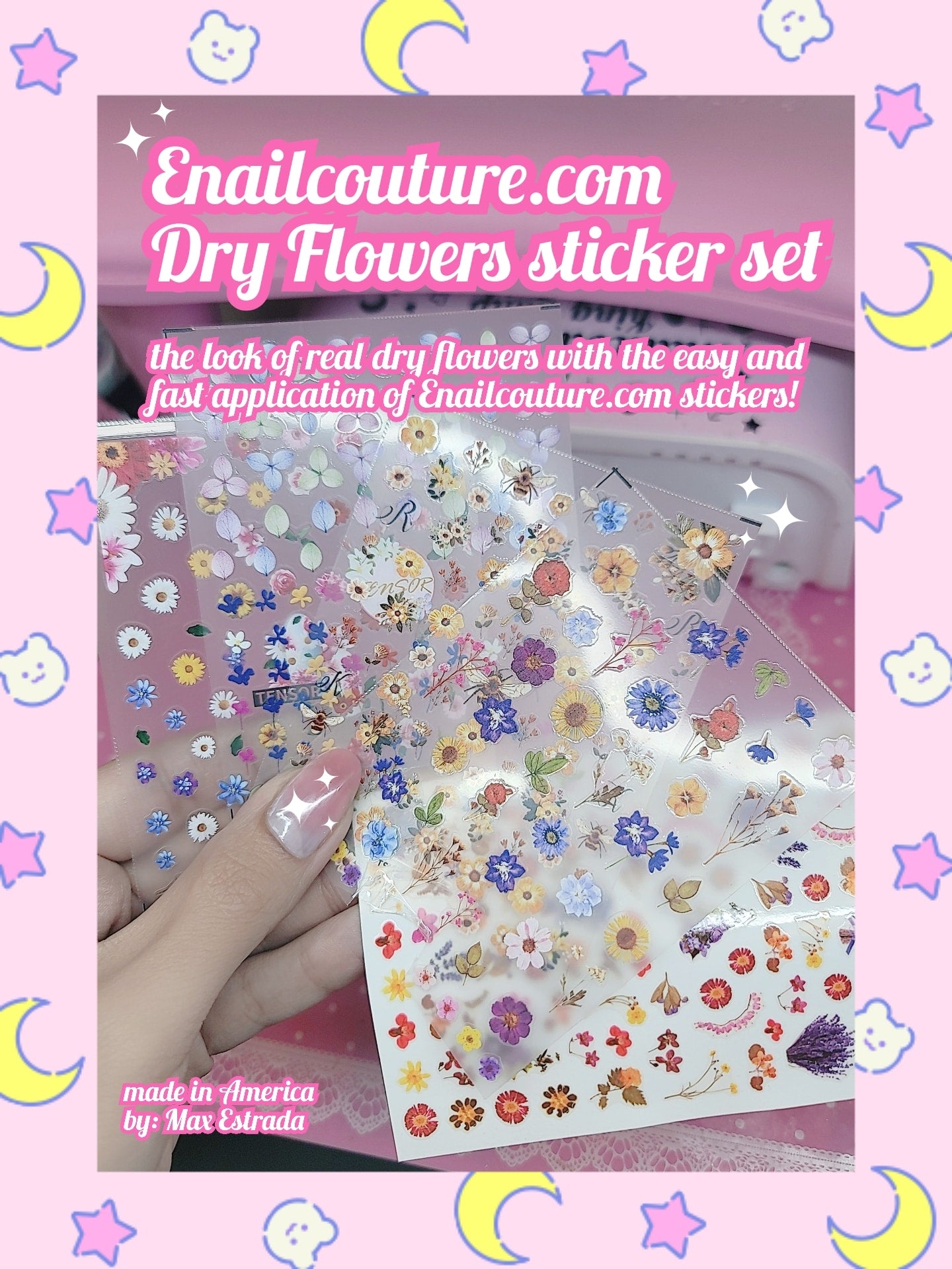 Dry Flower Nail Sticker Set! (Flower Nail Stickers Lilies Camellia Flower Nail Art Stickers Spring Summer Flower Stickers for Nails Floral Nail Decals for Nail Art Supplies Nail Decor Sticker Nails)