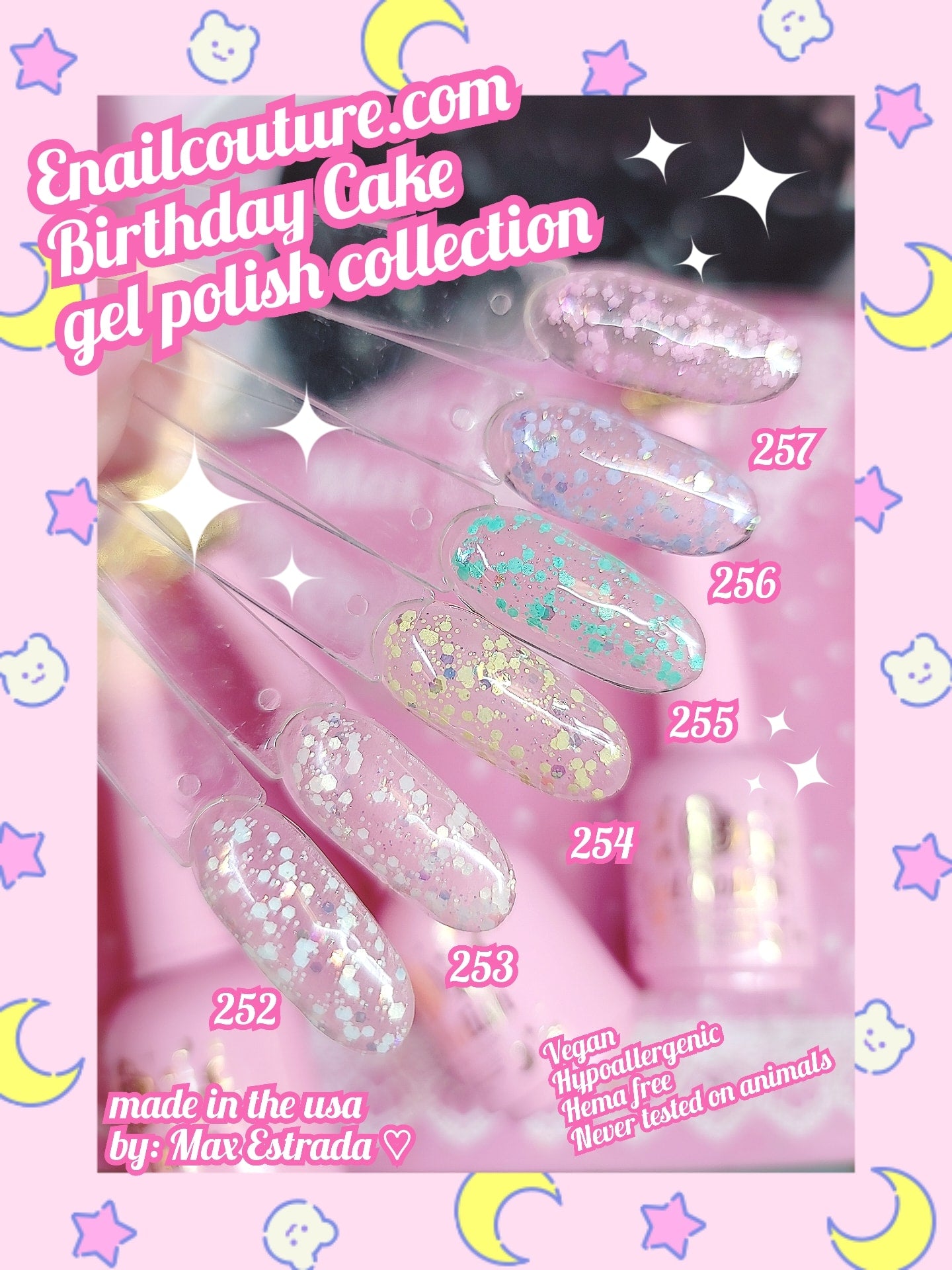 Birthday Cake gel polish! (Glitter Sequins Gel Nail Polish Sparkly Shiny Pink Yellow Blue Green Gel Nail Polish Set Soak Off U V Nail Gel Nail Art Manicure )