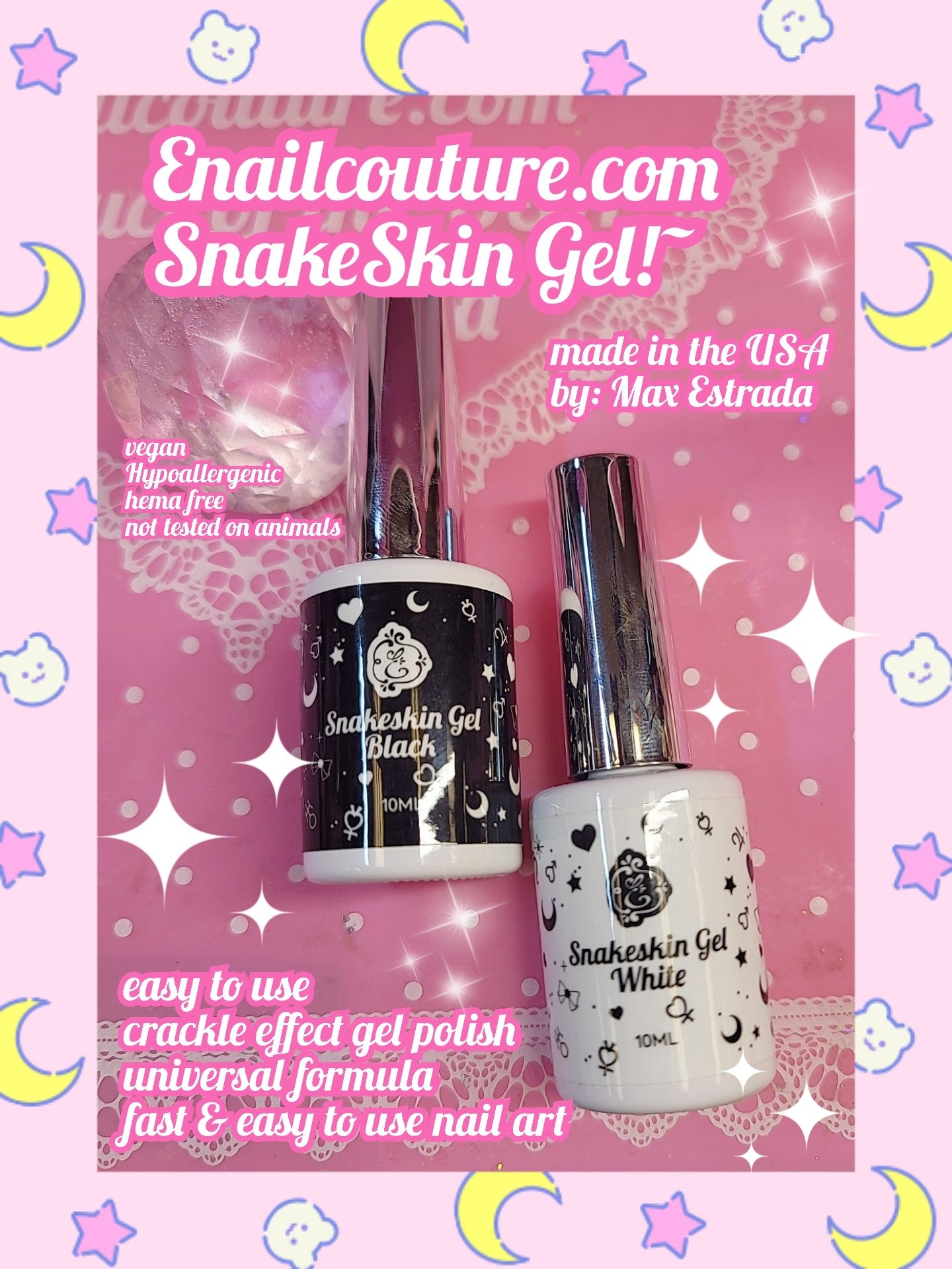 SnakeSkin Gel (3D Crackle Gel Nail Polish,Magic Black Crackle Nail Gel Glue Polish,Unique Variegated Cool Crackle Pattern,Long-lasting Durable )