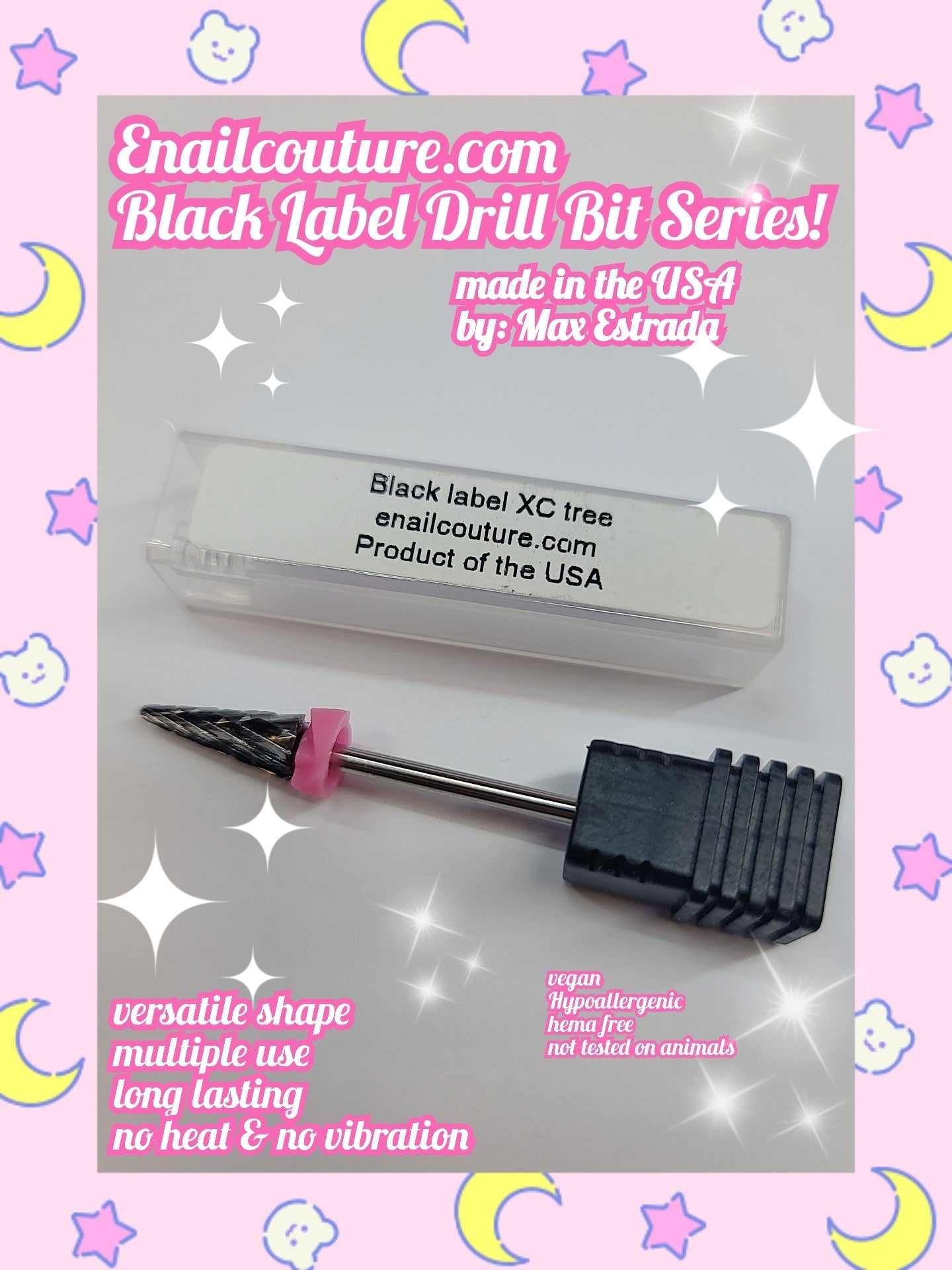 XC Tree Black Label Drill Bits (Nail Drill Bit Grinding Heads Carbide Machine Accessories for Manicure Remove Acrylic or Hard Gel Polygel, 3/32 Inch Professional Bits for Nail Cutter)
