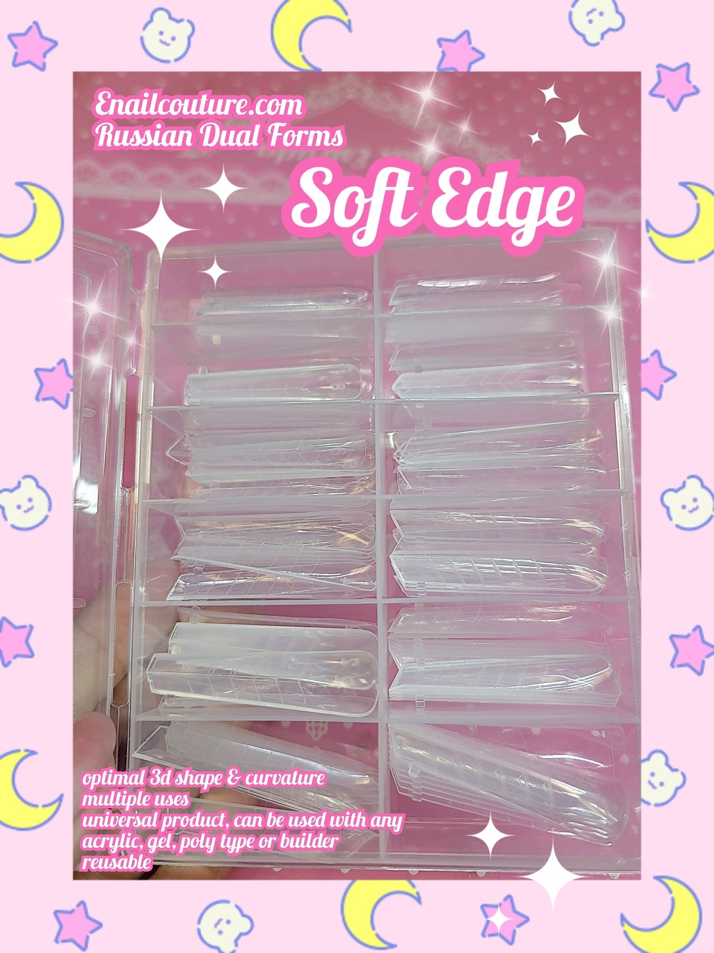 Soft Edge Russian Dual Forms!~ (Dual Nail Forms,Pointed Shape Extension Poly Nail Gel Nail Forms Full Cover Nail Molds 12 Sizes for Solid Nail Gel Glue Nail Art Design Salon)