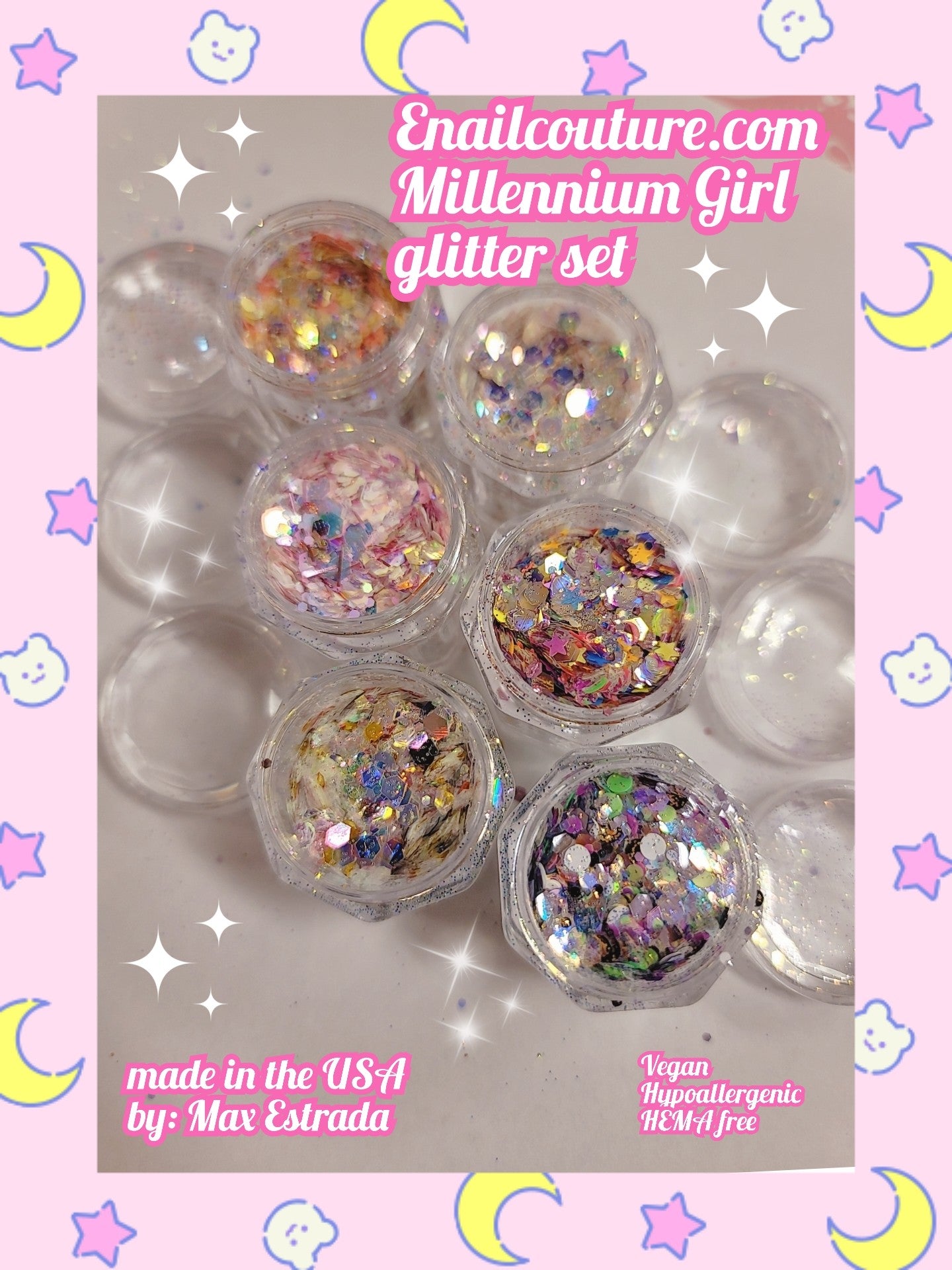 Milenium Girl Glitter set !(Holographic Chunky Glitter, Set of 6, Licool Craft Glitter for Resin Art Crafts, Cosmetic Glitter for Nail Body Face Eye, Epoxy Resin Glitter Sequin Flake Sparkle
