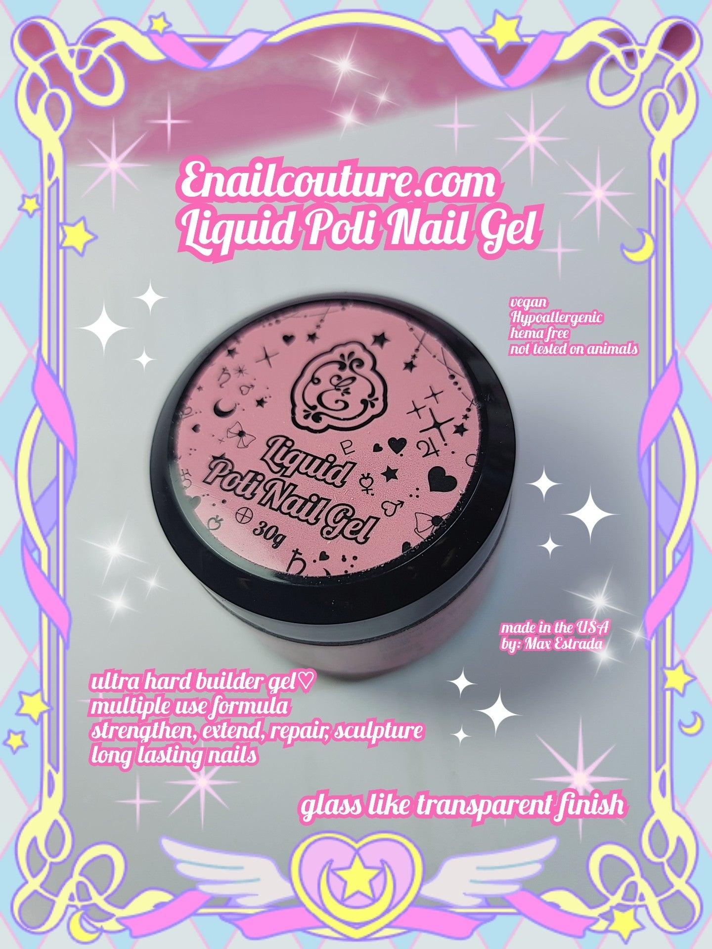 Liquid Poli Nail Gel (Ultra Hard Builder Nail Gel: 30 g Clear Plant-Based Hard Gel for Nails Mica Vitamin E Castor Oil U V 3D Nail Extension Gel Strengthening & Thickening)