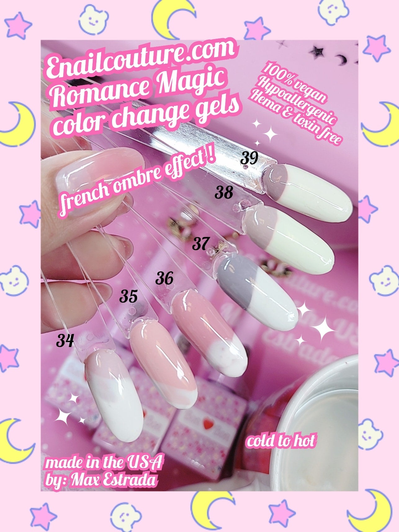 Romance Magic color change gels bon bon (Gel Nail Polish Set,Color Changing Gel Nail Polish Set,Mood Changing Gel Nail Polish Set,Shellc Uv Gel Nail Polish,Temperature Change Gel Polish Set,Soak Off Uv Led Nail Polish Salon Art)