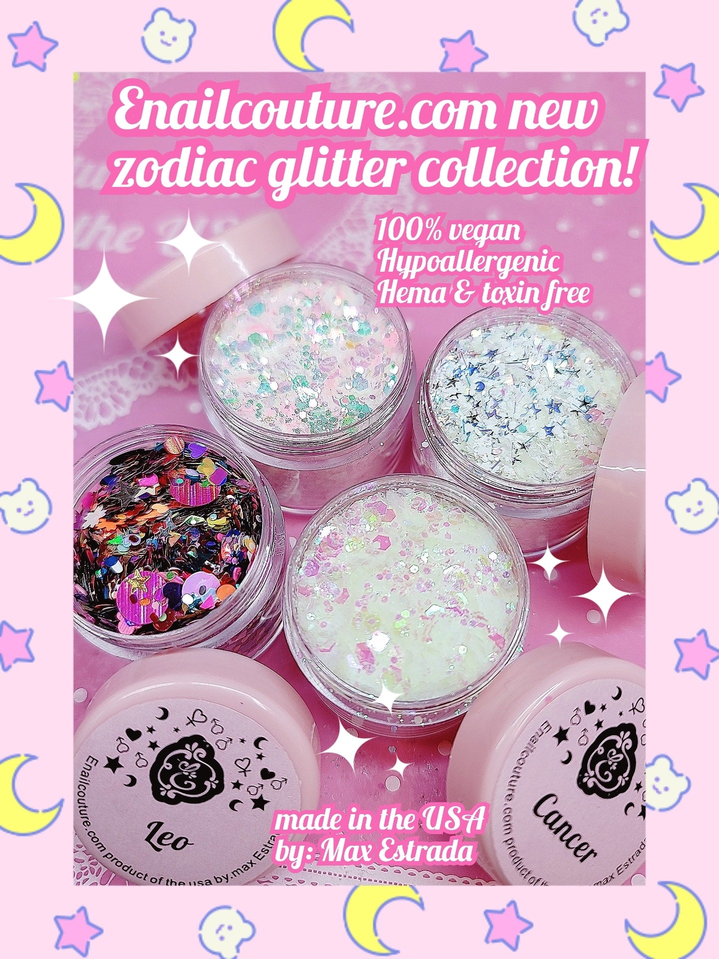 ZODIAC Glitter Series (Holographic Nail Art Glitters Shinning Sugar Effect Nail Powders Laser Candy Color Nail Art Supplies Flakes Dipping Dust Colorful Nail Decor Glitter Sequins Designs Manicure Tips Accessories )
