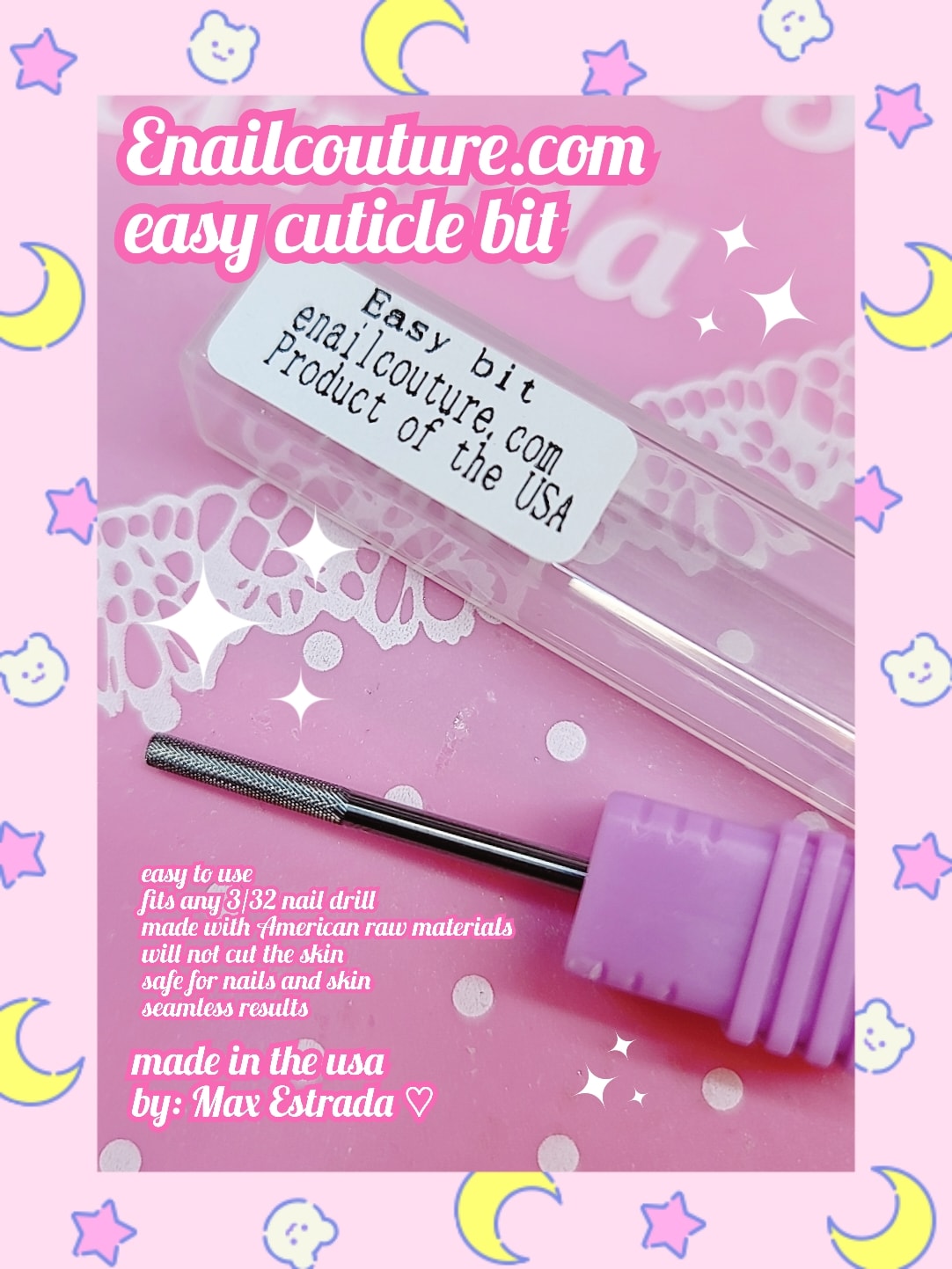 Easy Bit (Cuticle Nail Drill Bit, Safety Carbide Cuticle Remover Drill Bit Under Nail Cleaner Dead Skin Nail Prepare 3/32" For Electric Nail File Nail Buffer Bit-3XF)
