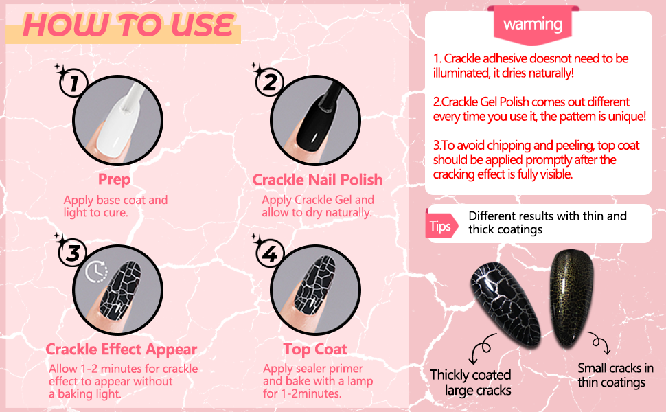 SnakeSkin Gel (3D Crackle Gel Nail Polish,Magic Black Crackle Nail Gel Glue Polish,Unique Variegated Cool Crackle Pattern,Long-lasting Durable )