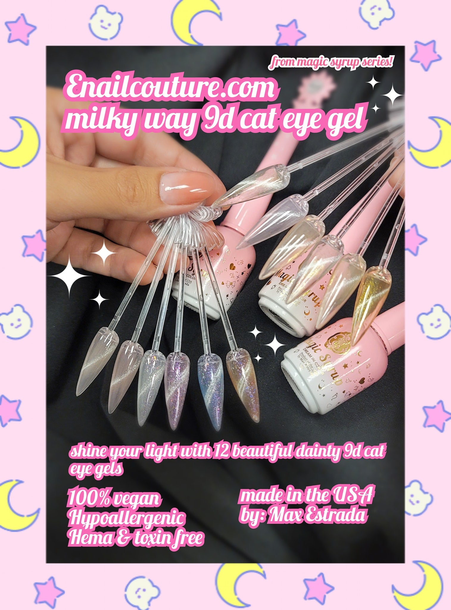 Milky Way 9g cat eye gel Magic Syrup!(Reflective Glitter Cat Eye Gel Nail Polish Flash Sparkling Diamond Gel Polish Shiny Gel Polish)