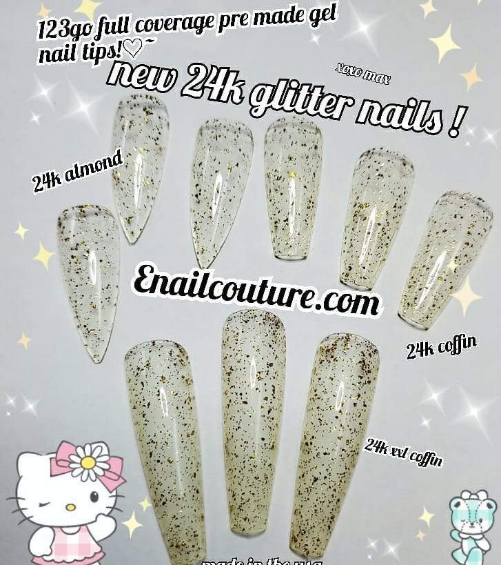 123 Go! Nail KIT (Soft Gel Full Cover Tips Kit for Soak Off Nail Extensions, Jelly Tips False Press on Nails)
