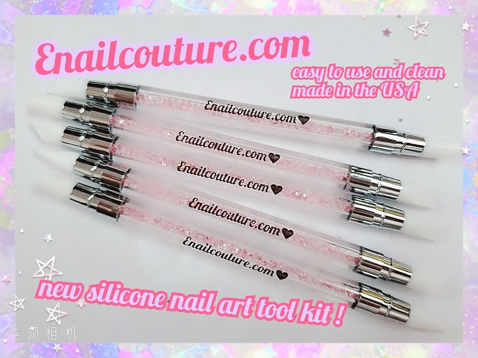silicone brush set (5Pcs Nail Art Sculpture Pen Dual Tipped Silicone Rhinestone Nail Polish Carving Pen)