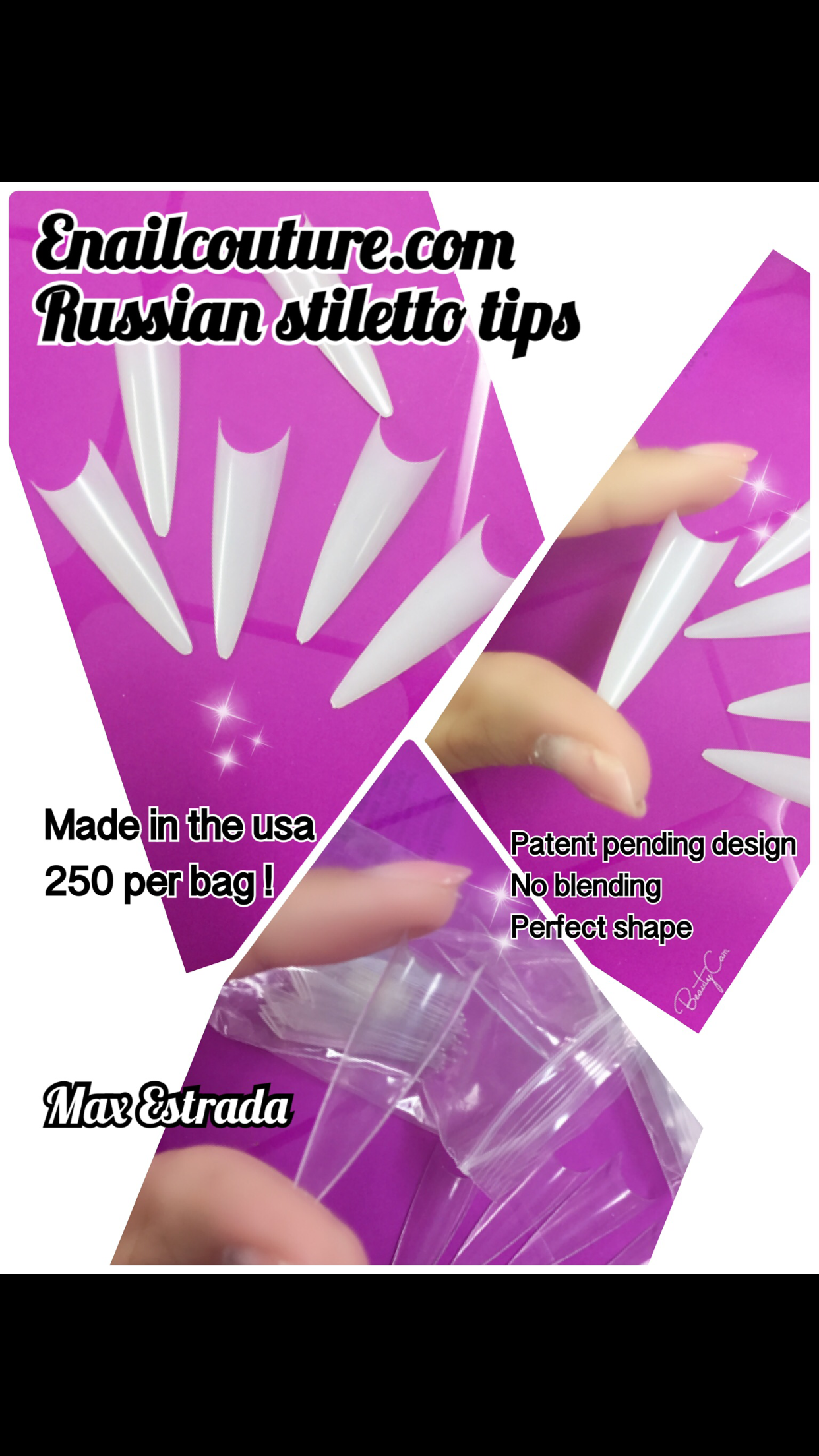RUSSIAN  Stiletto nail tips~! (long nail tips for stiletto,  easy coffin, oval and ballerina nails)