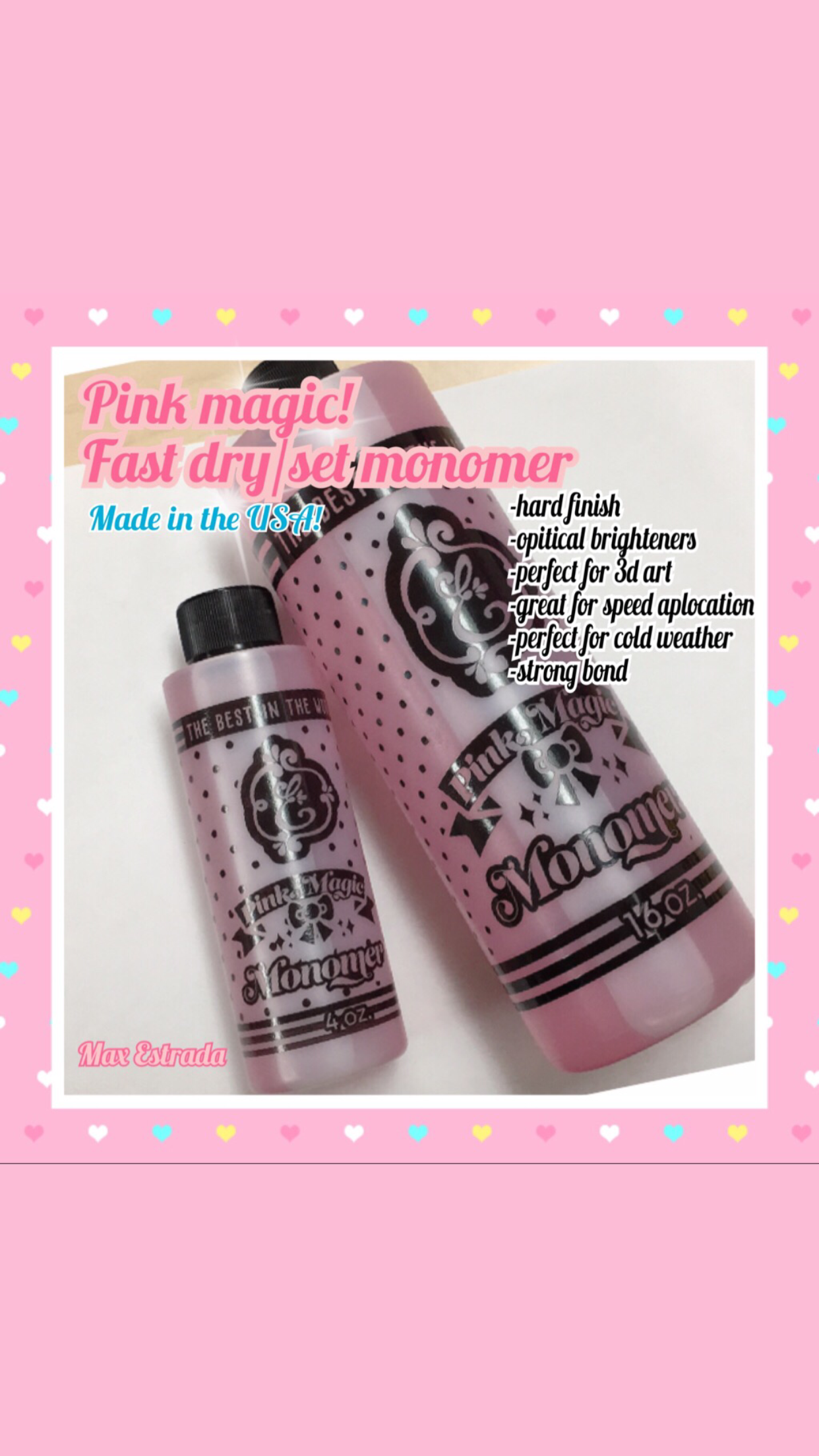 Pink Magic Fast dry/setting monomer 16oz