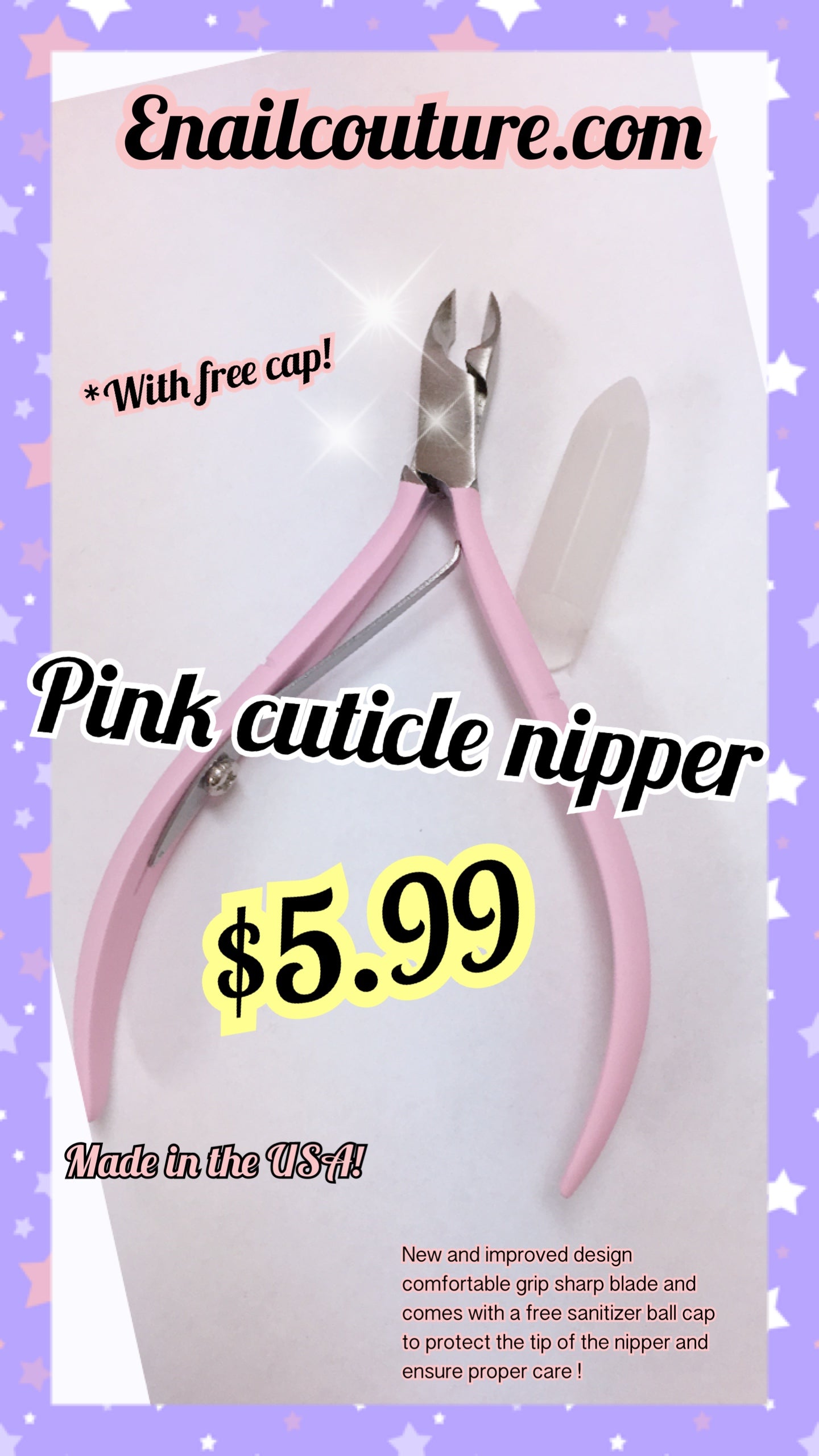 Pink cuticle nipper!~ new 2019 (Cuticle Nippers Stainless Steel Cuticle Clippers Cutter Remover Pedicure Manicure Nail Tool)