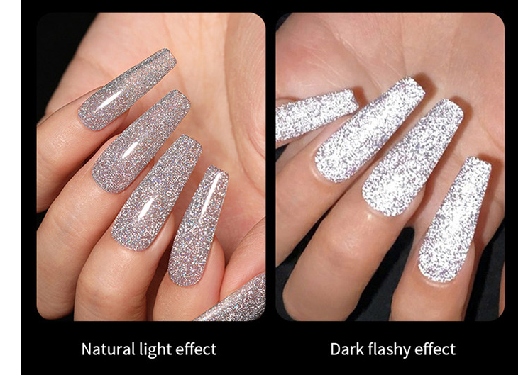 Flash gel, Reflective Glitter Gel !~ (Explosion Diamond Gel Nail Reflective Sparkling Nail Polish Bright Glitter UV Nail Gel Broken Diamond Gel Nail Art)