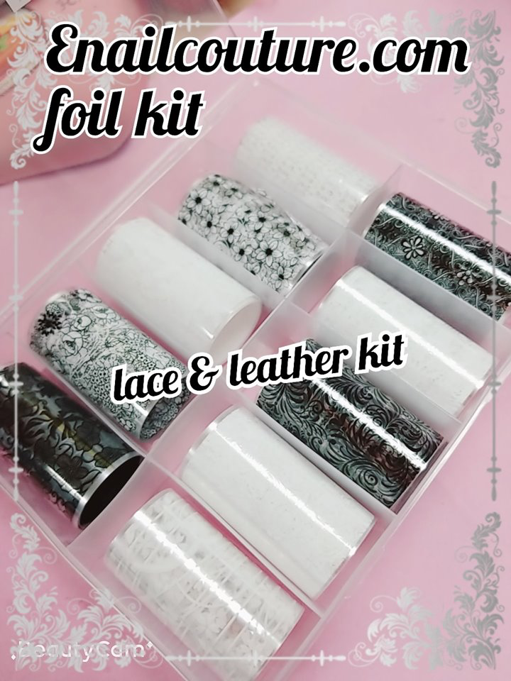 Foil Kit !~ (Sheets Nail Art Foil Transfer Stickers Kit Laser Flower Nail Foil Adhesive Stickers Paper Starry Sky Stars Flower Black White Lace Design Nail Transfer Foils for Nail Art DIY Decoration)