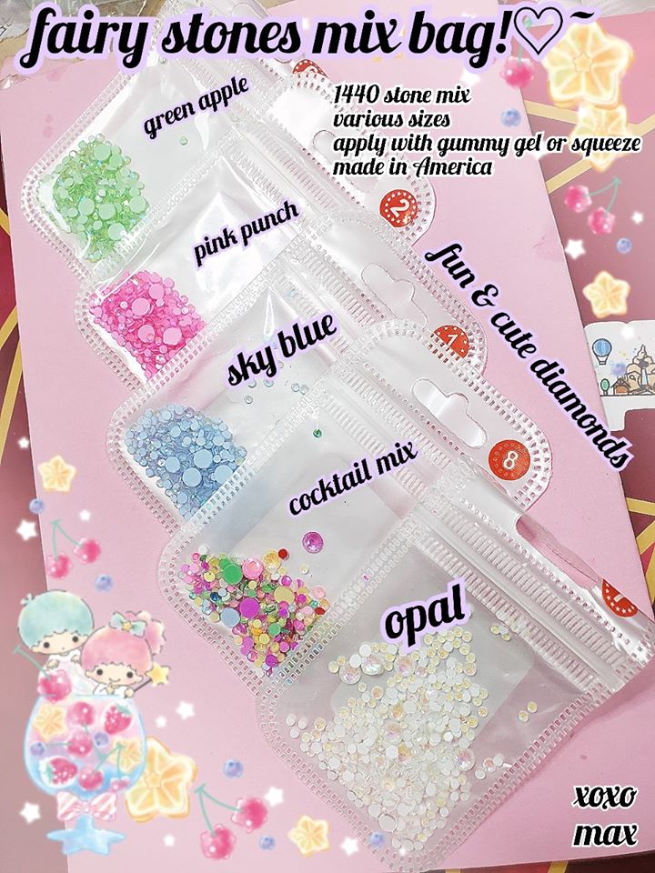 fairy stones mix bag ! (Sparkly Opal Rhinestones for Nails 3D Nail Art Rhinestones Kit Crystal Diamond Rhinestones and Charms Nail Decoration Flatback Gems Stones Pink White Blue Green Nail Jewels Crafts DIY)