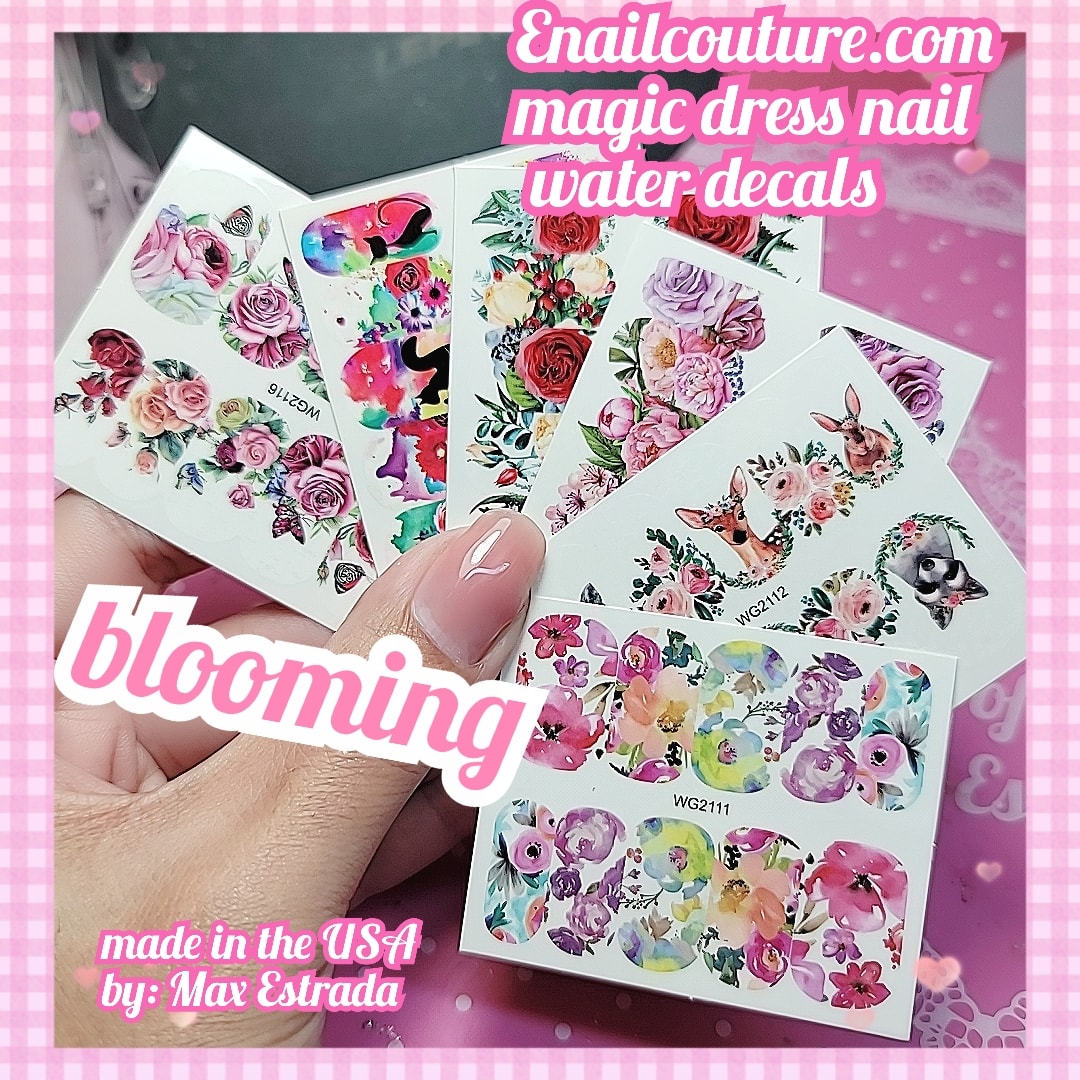 Magic Nail Dress Water Sliders (Nail Art Decals Nail Designs Colorful Water Transfer Stickers Nail Sliders Decals, Nail Art Manicure Decoration Accessories)(Transparent Silicone Head Nail Print Art Stamping Stamper Manicure Tools)