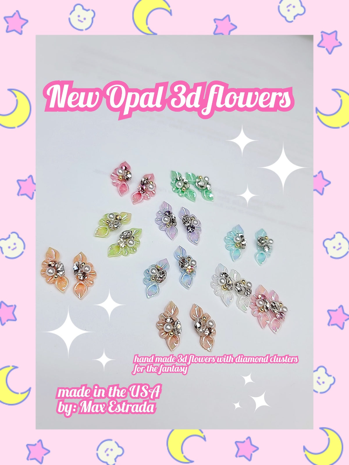 New Opal 3D flowers (20pcs 3D Luxury Metal Alloy Petal Flowers Nail Ar