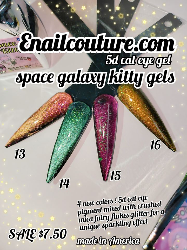 space galaxy kitty gels!~ (NEW 5d cat eye color gels, now 25 colors)(Cat Eye Gel Nail Polish Set Soak Off UV LED light Starry Sky Effect Magic Gel Nail Polish Kit Manicure Nail Art )