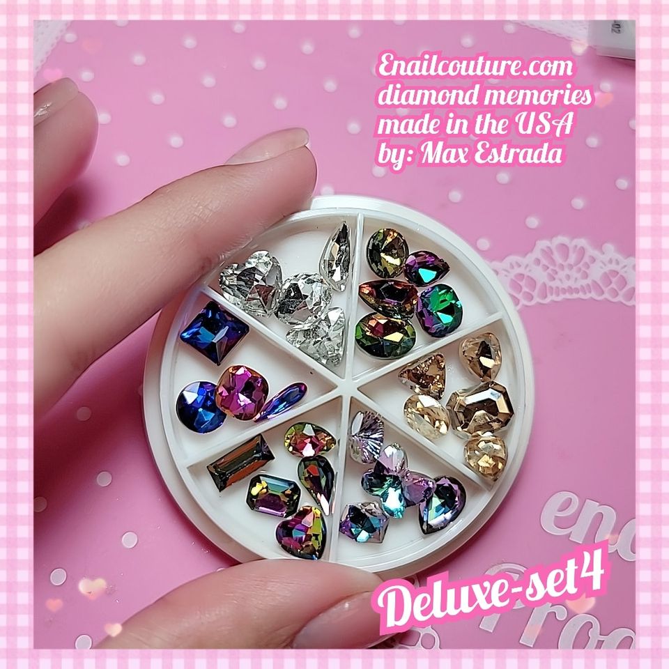 Diamond Memories (Nail Rhinestones Kit, AB Crystal Rhinestones for Nail Craft Multi Shape Nail Art Stones Mixed Size Round Flatback Nail Gems Packaged in Diamond Storage Box)